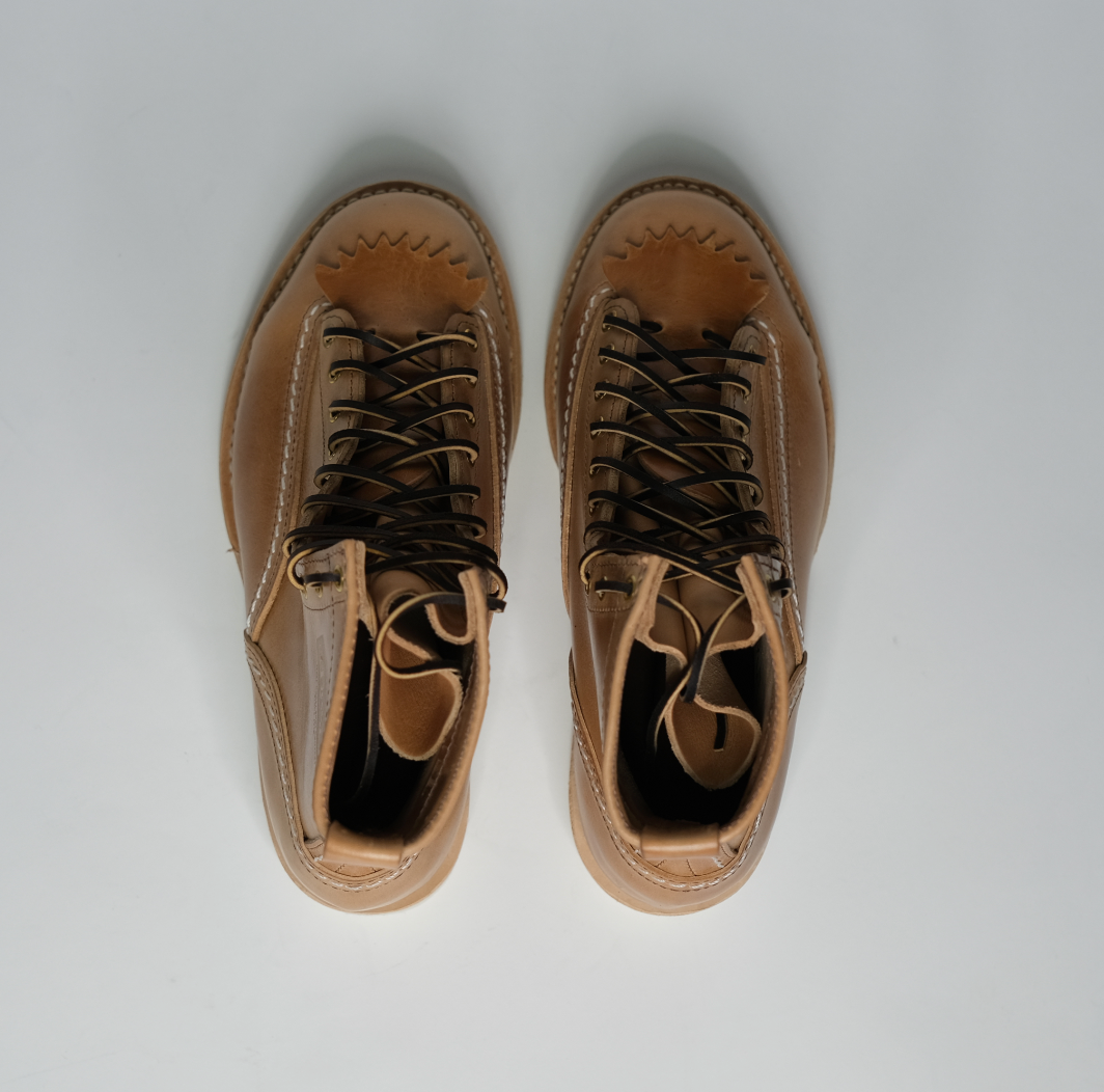 Wesco Boots X The Shop N.H Service Boot - Natural Veg Tanned Horsehide Leather Work Boots for Men - Durable & Stylish for Outdoor Work, Hiking & Casual Wear