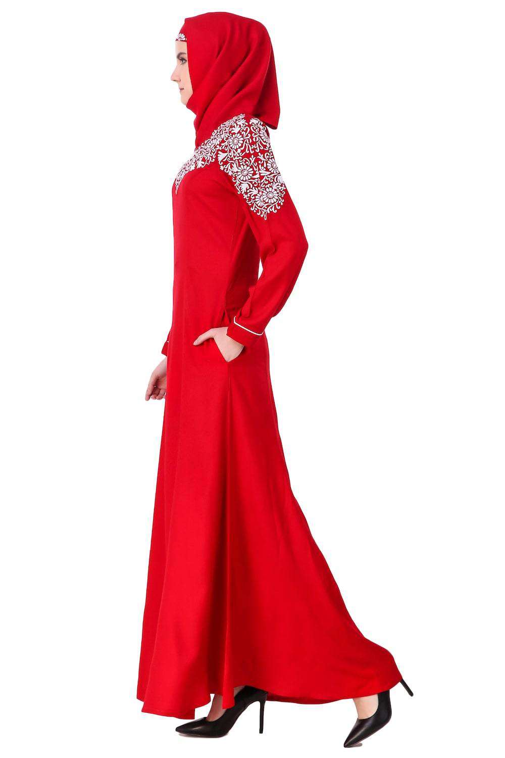 Elegant Heavy Embroidered Abaya Dress for Women - Islamic Modest Prayer Dress - Perfect for Eid, Ramadan & Special Occasions