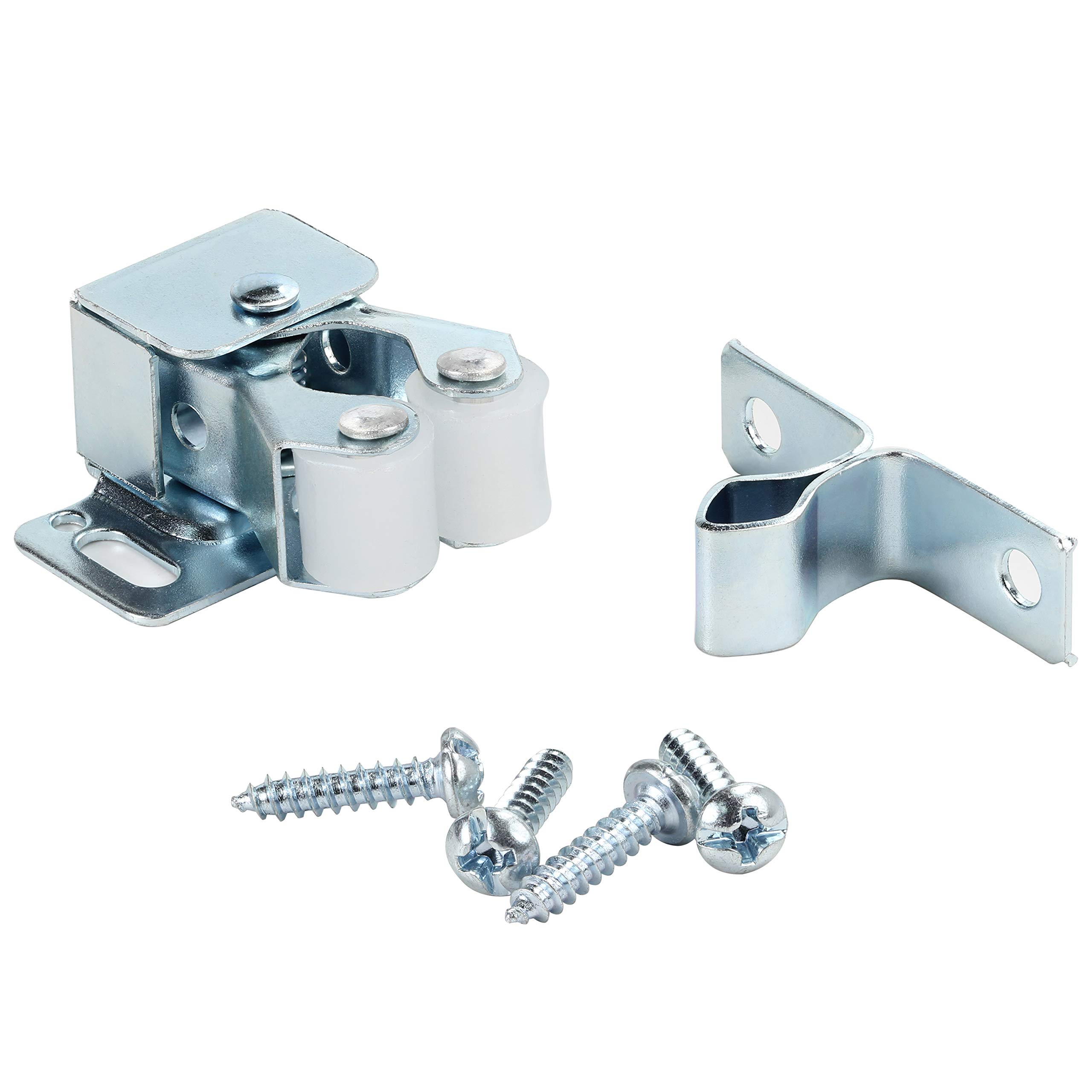100 Pack Zinc Double Roller Catch with Prong - Cabinet Door Latches for RV, Camper, Kitchen & Dresser - Heavy Duty Cabinet Hardware for Secure Closure (ROKRLCZC) - Perfect for Home, Office & DIY Projects