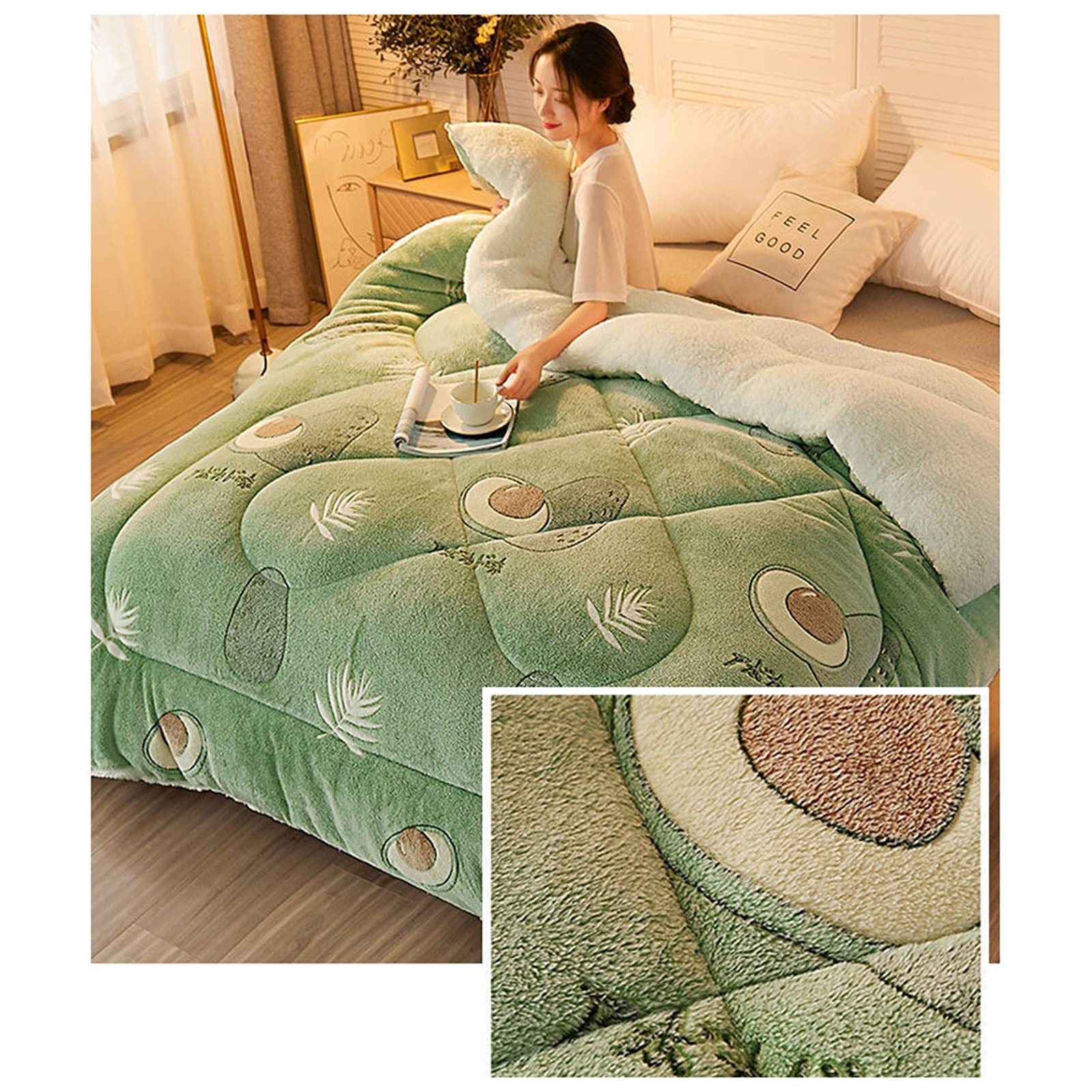 All-Season Quilted Cotton Duvet Insert - Twin Size Winter Comforter (150x200cm, 3.5kg) | Soft & Warm Thickened Lamb Cashmere Blanket for Bed | Perfect for Cold Weather & Cozy Nights