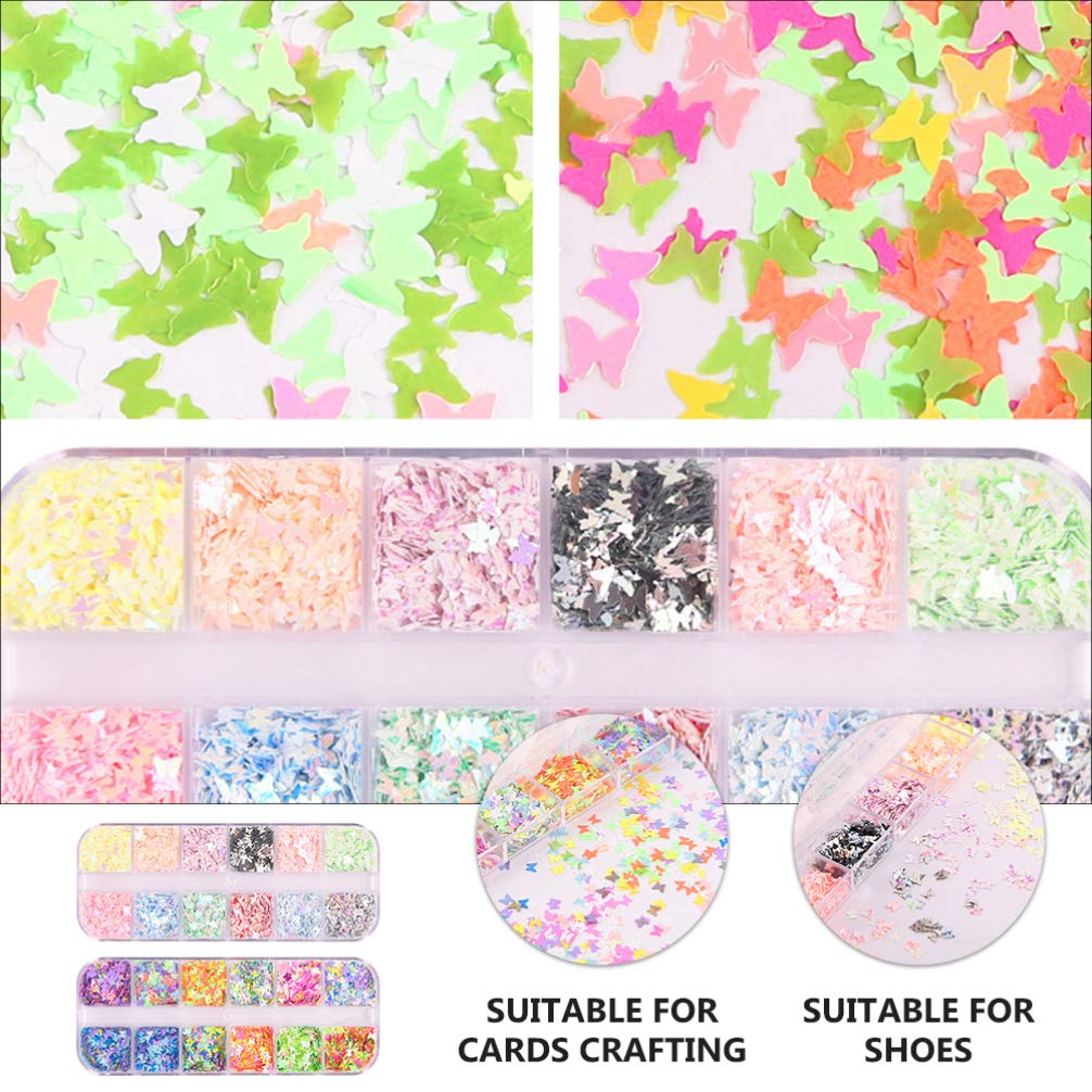 EXCEART 2 Pack DIY Nail Art Sequins & Eyeshadow Flakes - Face Glitter, Nail Stickers, Embellishments, Confetti for Nail Art & Eye Makeup - Super Flash Glitter for Parties, Halloween, Cosplay & Special Occasions