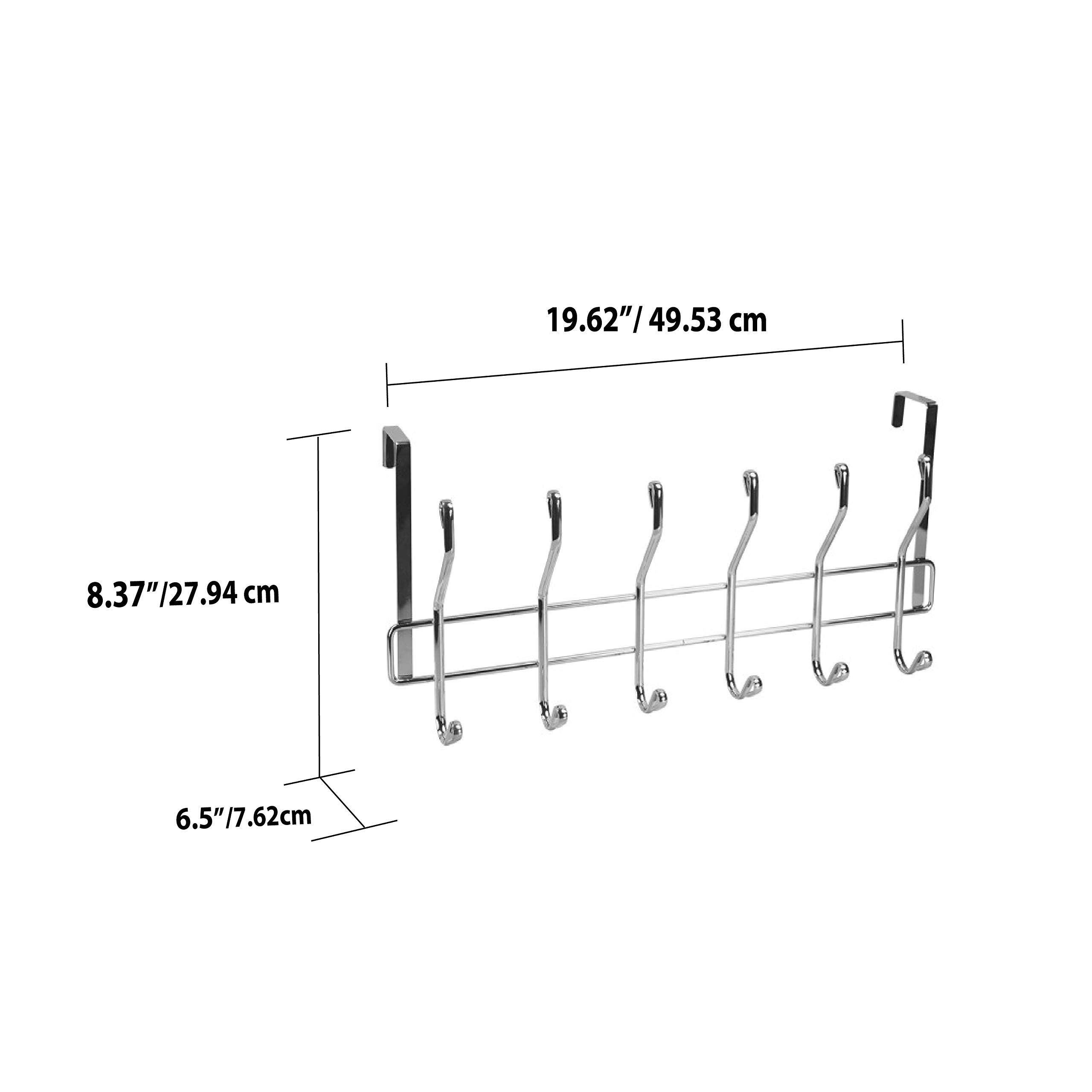 Home Basics Wave 6-Hook Over The Door Hanger - Heavy Duty Coat Rack for Bathroom, Bedroom & Closet - Organize Robes, Hats, Bags & Towels - Satin Nickel Finish - Perfect for Small Space Storage & Home Organization