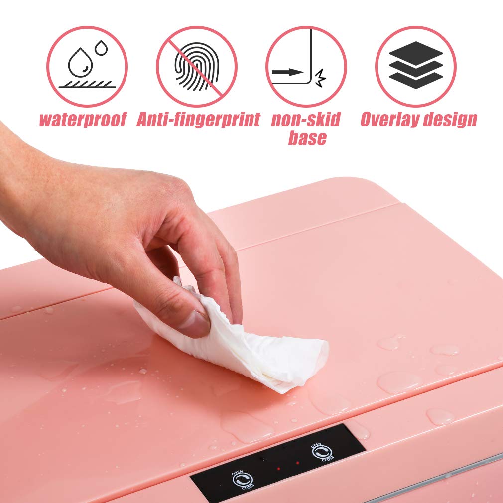 13 Gallon Automatic Touchless Trash Can with Lid - 50L High Capacity Kitchen Garbage Bin for Home, Office, Bedroom & Bathroom | Motion Sensor Hands-Free Operation (Black/Pink) - Perfect for Hygienic Waste Disposal in Kitchens, Bathrooms & Workspaces