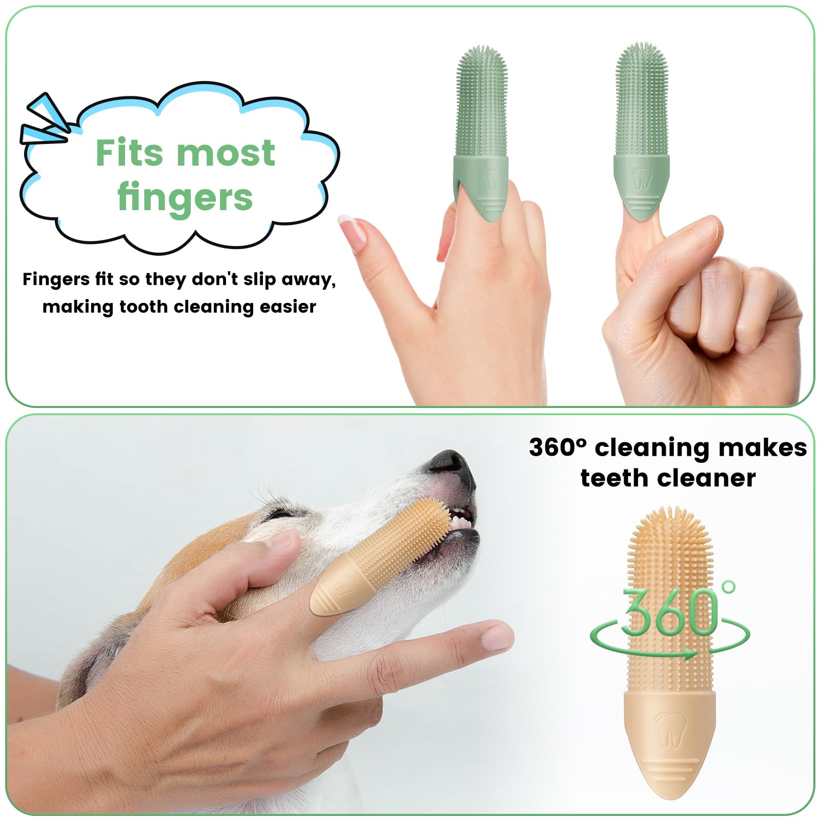 4 Pack Dog Toothbrush Set - 360° Cleaning Finger Brush for Dogs & Cats Teeth - Food Grade Silicone Pet Dental Care - Fits Most Fingers - Perfect for Puppy & Adult Pet Oral Hygiene at Home