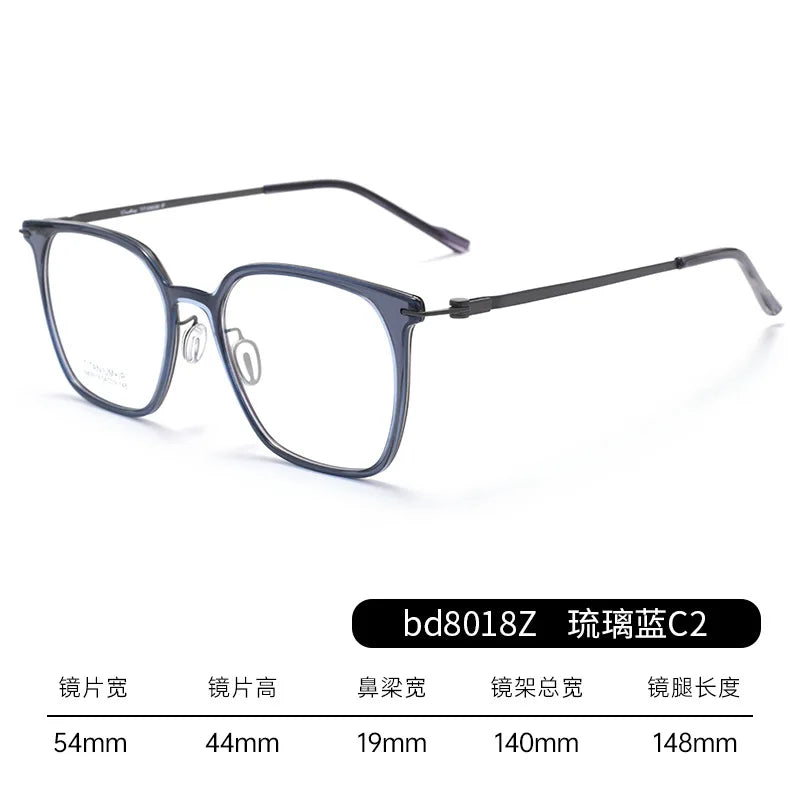 Bclear Unisex Full Rim Square TR90 Titanium Eyeglasses Frame 18018 - Lightweight & Durable Glasses for Work, Reading, and Everyday Wear