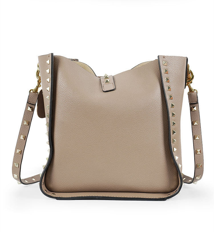 Stylish Studded Bucket Shoulder Bag for Women - Trendy Crossbody Purse with Metal Accents | Perfect for Casual Outings, Date Nights & Travel Accessories