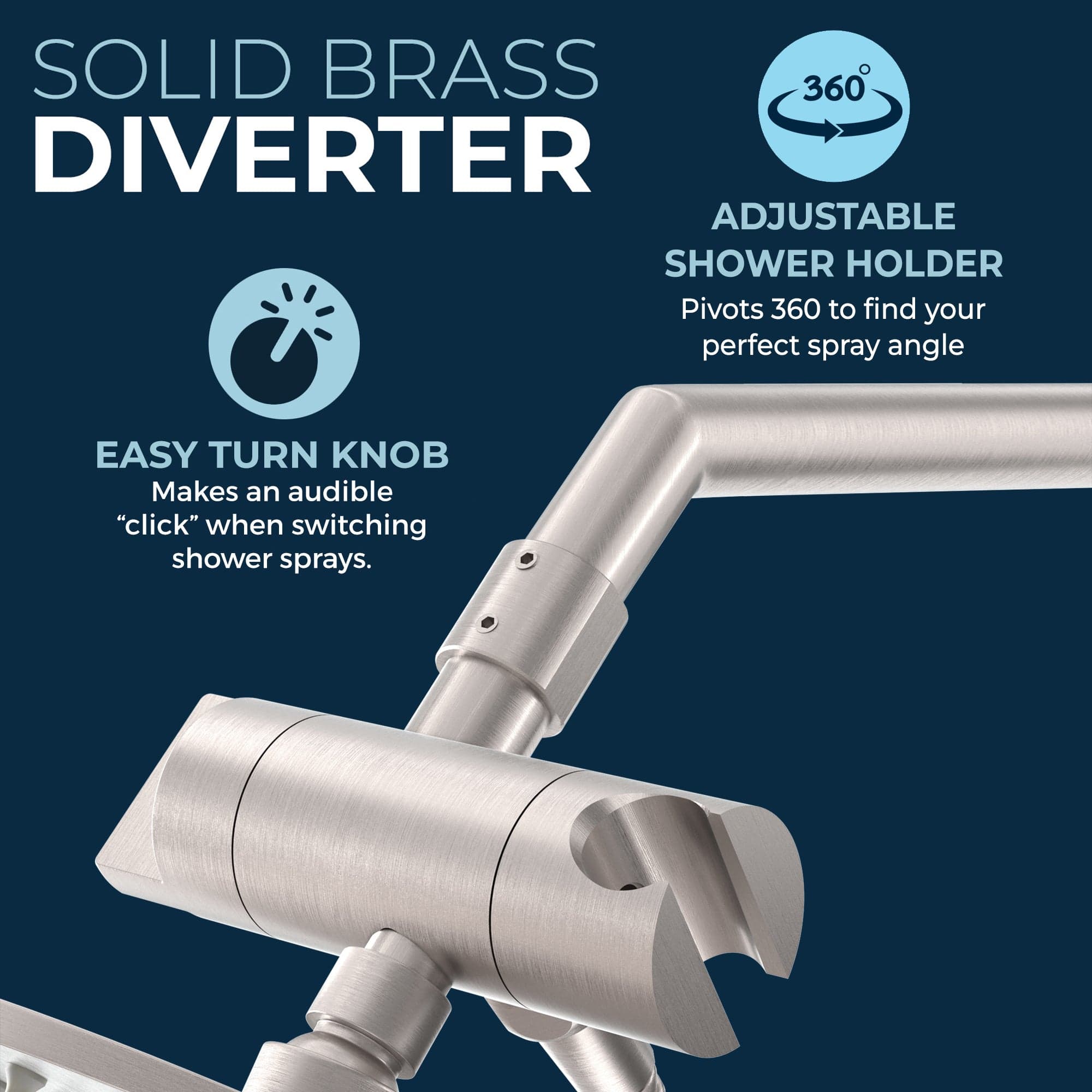Premium All-Metal 3-Spray Dual Shower Head with Adjustable Shower Arm Extension - 1.75 GPM Water Saving - Perfect for Bathroom Upgrade & Spa-Like Experience
