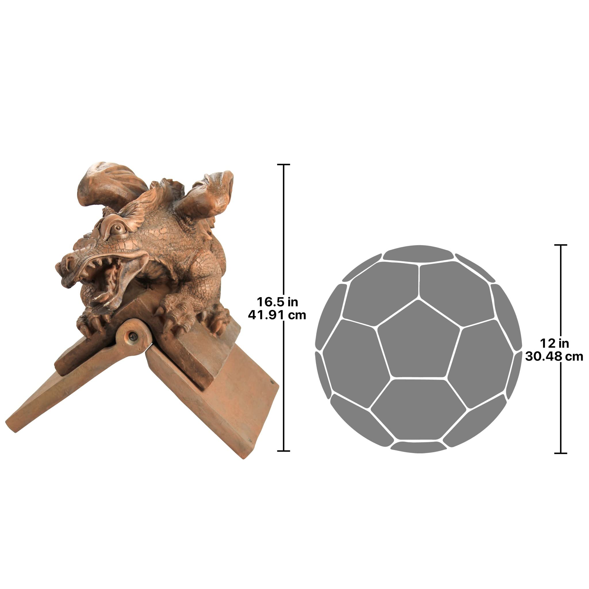 Design Toscano NG30667 Apex, the Winged Dragon Sculpture - Gothic Terra Cotta Roof Cresting Decor for Home & Garden - Perfect for Medieval, Fantasy, or Gothic Style Home Exteriors
