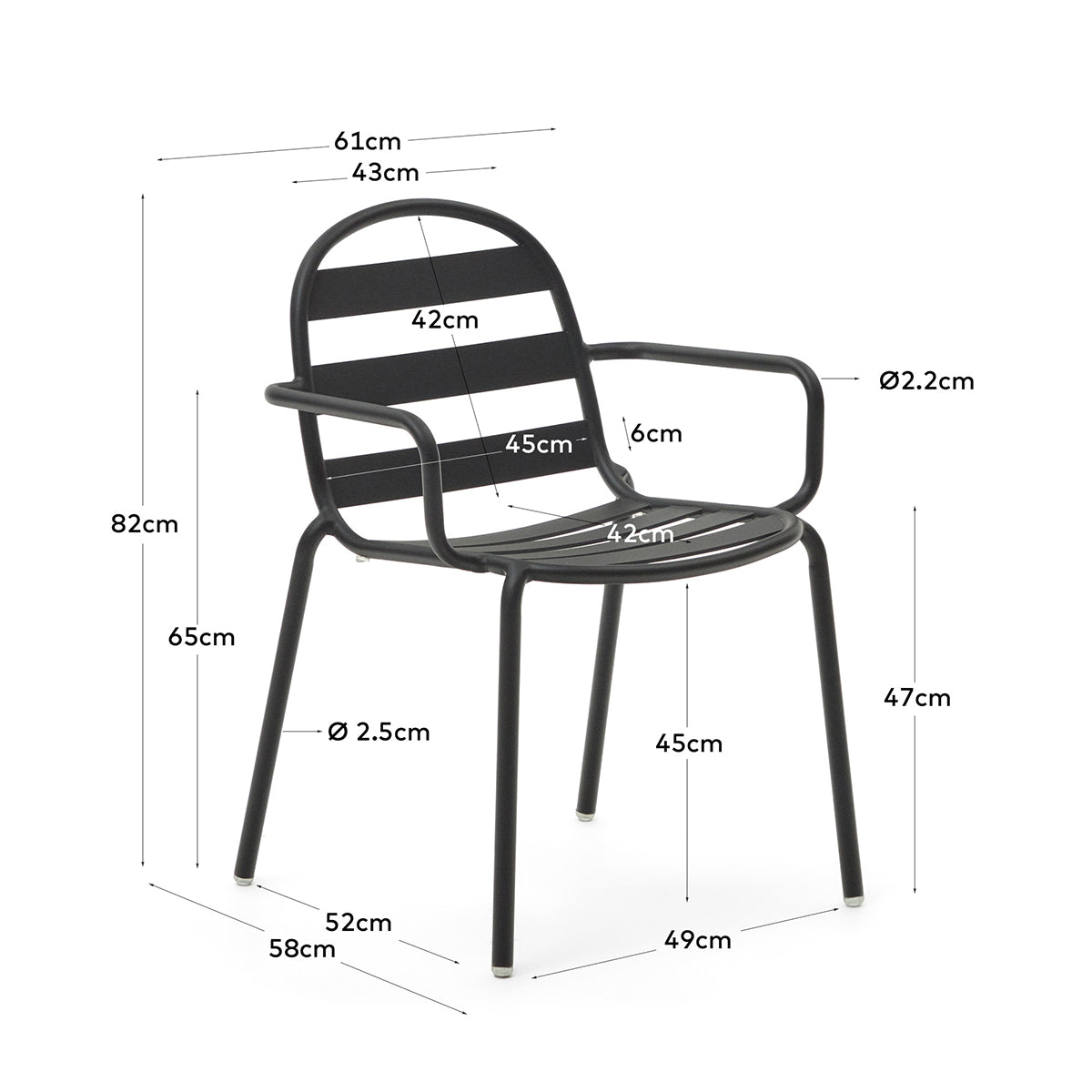 Joncols Outdoor Dining Arm Chair - Weather-Resistant Patio Furniture for Garden, Poolside, and Backyard - Comfortable & Durable Outdoor Seating for Relaxing and Entertaining