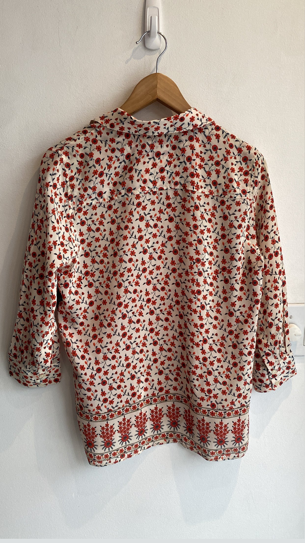 Anine Bing Women's Red Floral Print Blouse XS - Casual Chic Shirt for Work, Date Night & Spring Outfits