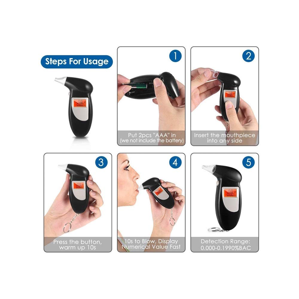Professional Portable Breathalyzer with Semi-Conductor Sensor & Large LCD Display - Accurate Alcohol Tester for Personal & Workplace Safety | Perfect for Drivers, Bars, and Home Use