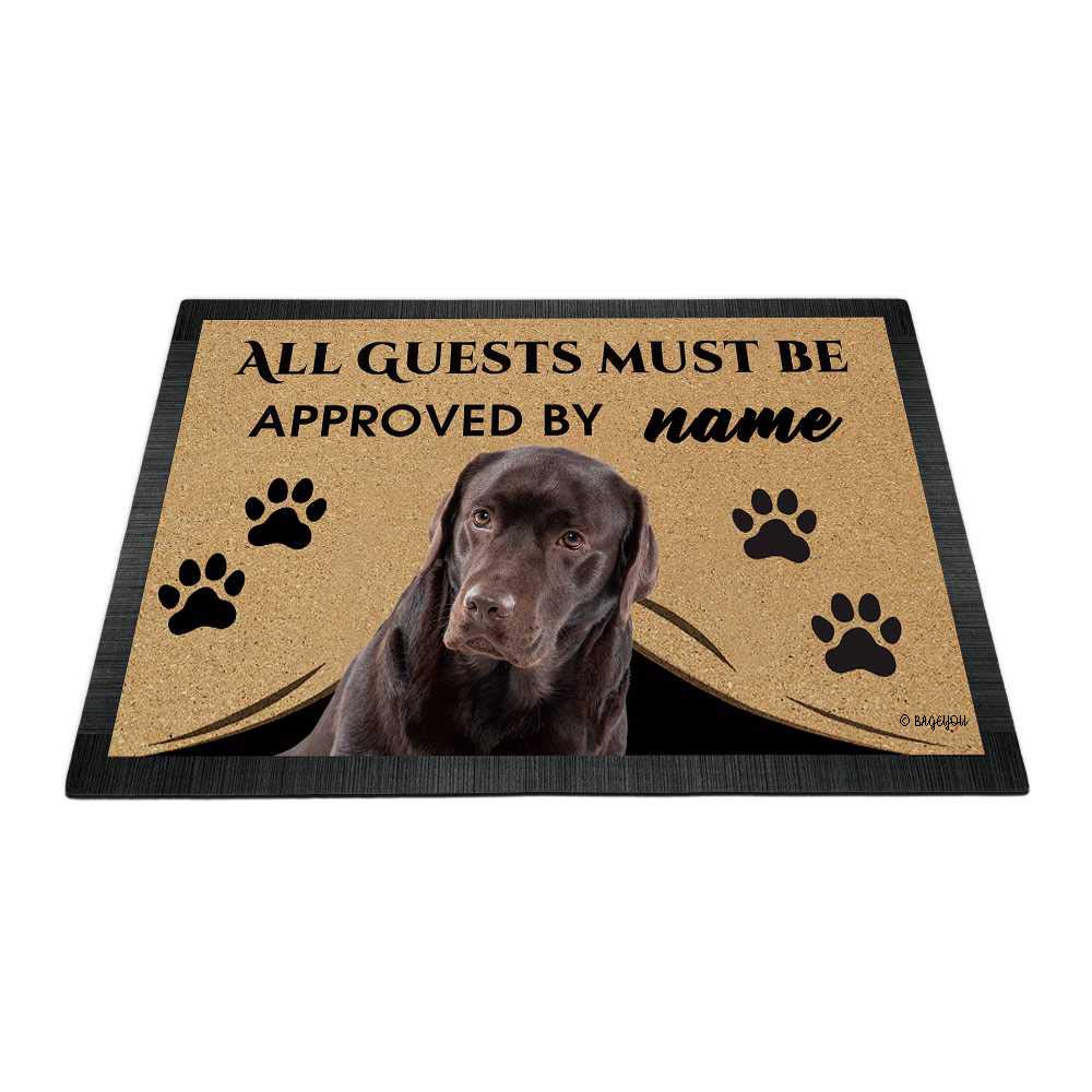 BAGEYOU Personalized Welcome Doormat - Custom Name All Guests Must Be Approved with Labrador Dog Design 35.4