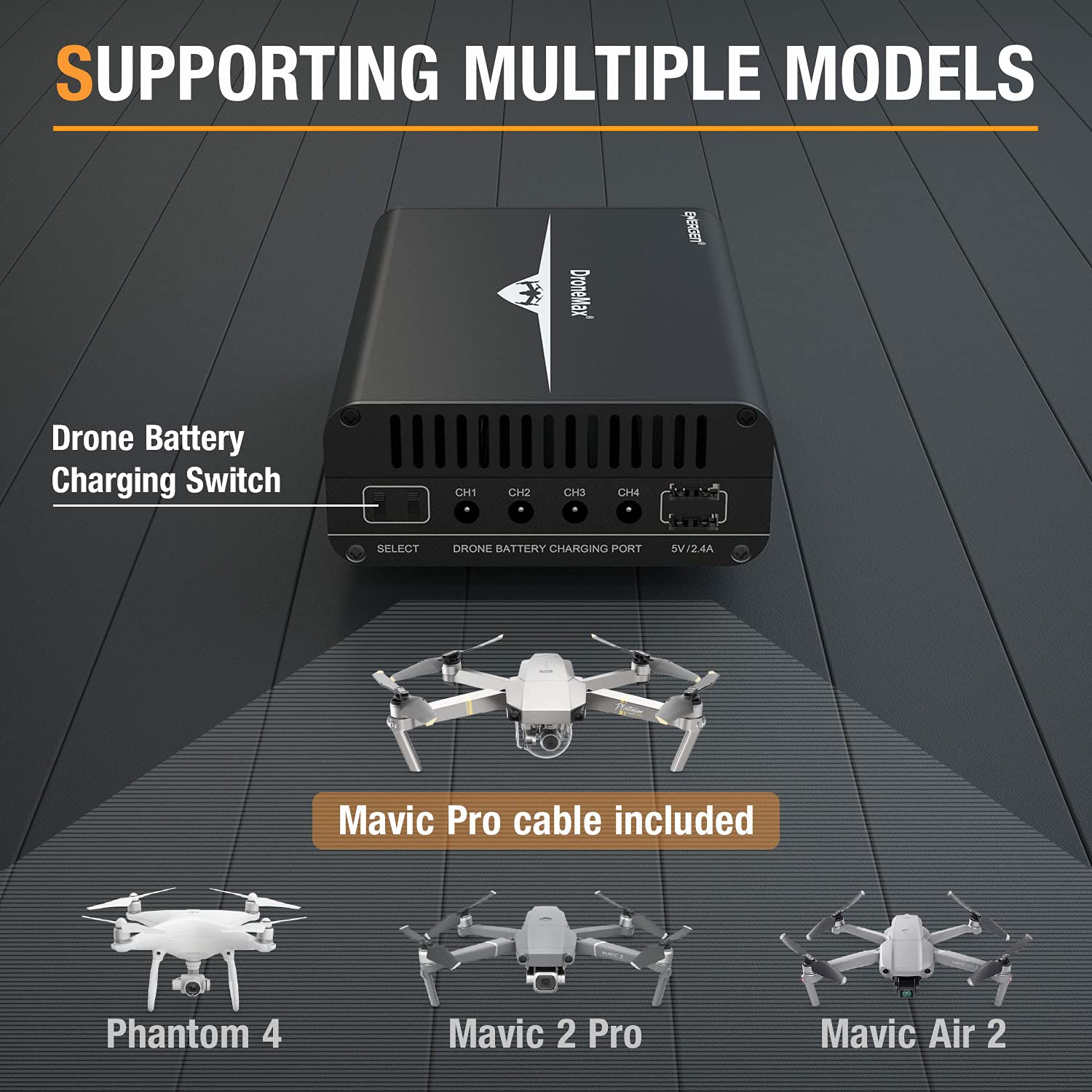 DJI Mavic Pro Battery Charger Hub - Fast Charging Station for 4 Batteries & 2 USB Devices | Perfect for Travel, Outdoor Adventures & Professional Drone Photography