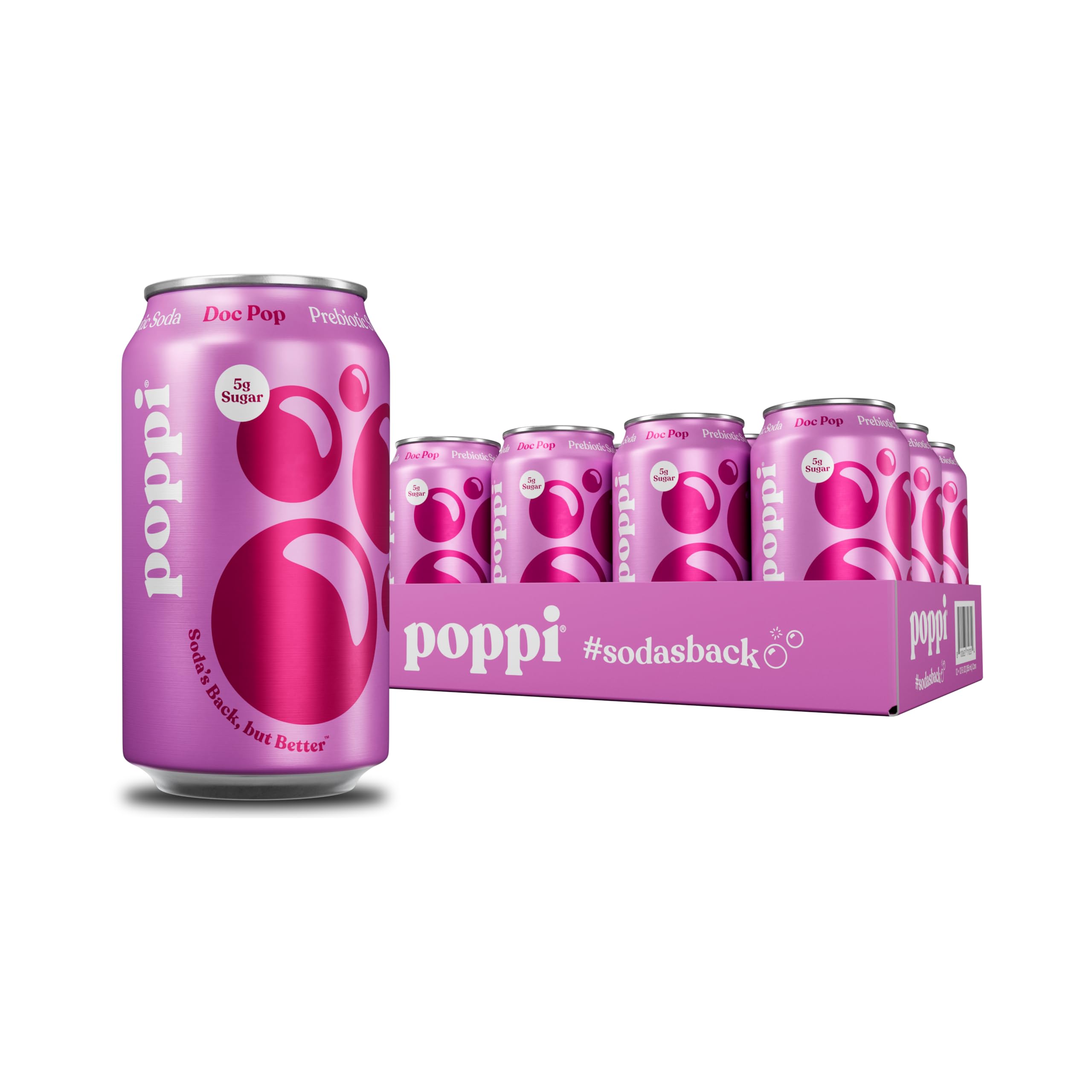 Poppi Sparkling Prebiotic Soda with Apple Cider Vinegar - 12 Pack (12 Fl Oz Cans, Doc Pop Flavor) | Refreshing Probiotic Drink with Fruit Juice & Seltzer Water | Perfect for Gut Health, Weight Management & Healthy Lifestyle