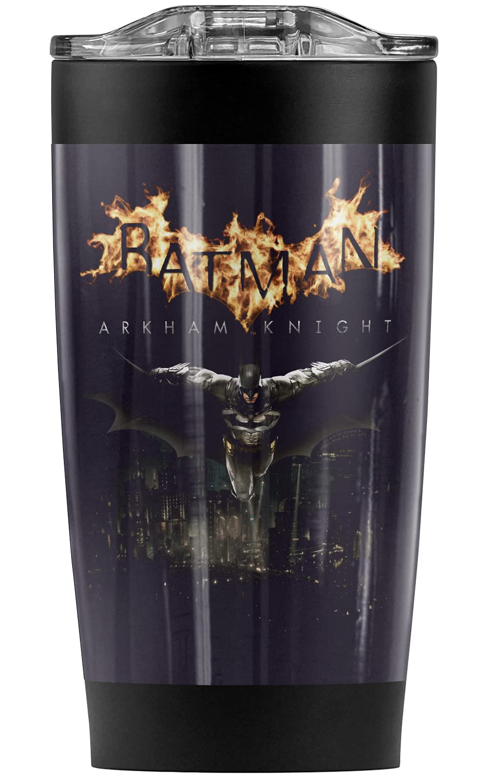 Batman: Arkham Knight Stainless Steel Travel Mug 20oz - Vacuum Insulated Double Wall Coffee Tumbler with Leakproof Lid | Keeps Hot & Cold Beverages Perfect Temperature | Great for Office, Commuting, Gaming & Superhero Fans Gifts