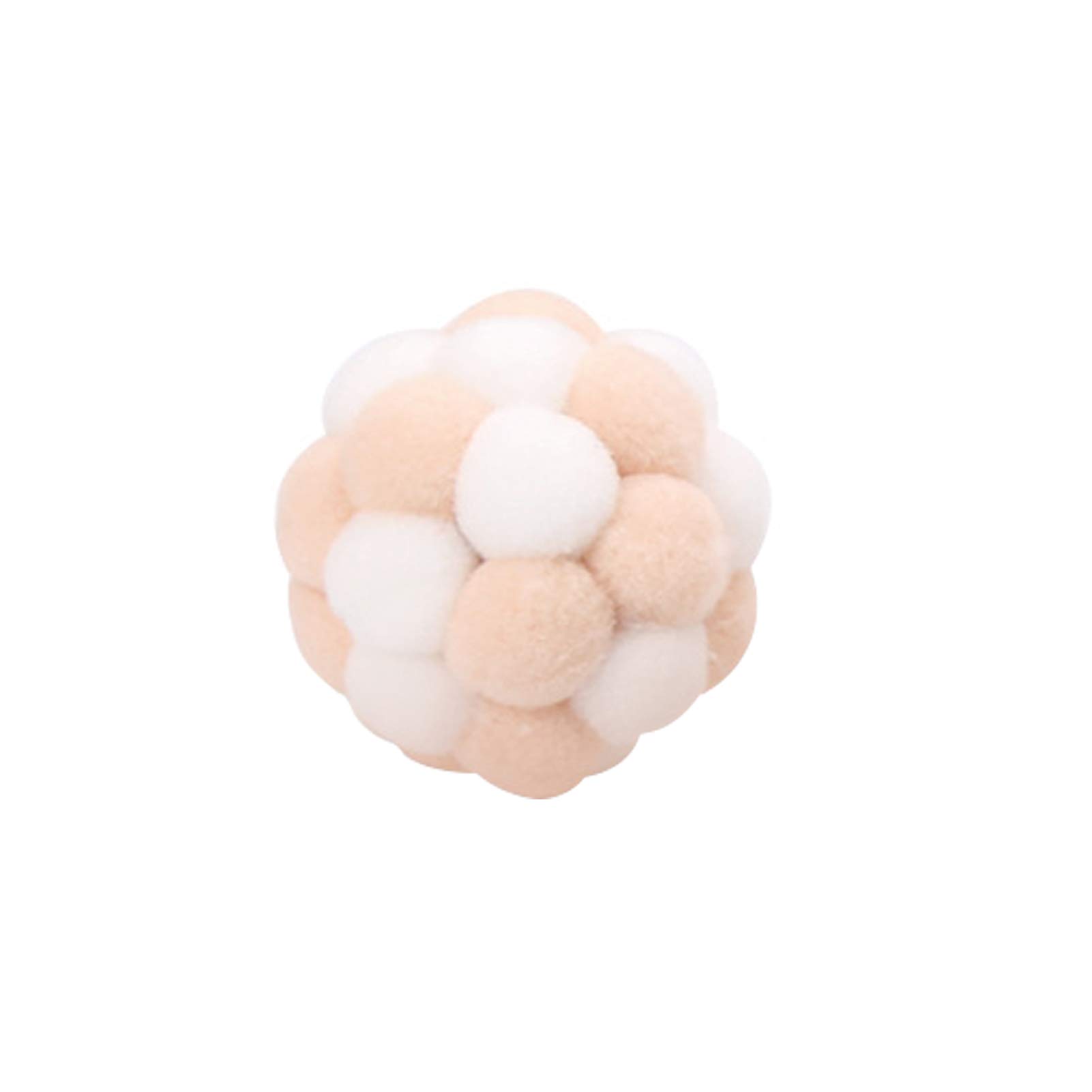 SONGBIRDTH Interactive Cat Toy - Handmade Soft Plush Training Ball for Exercise & Play | Fun Pet Supply for Indoor Cats | White & Brown