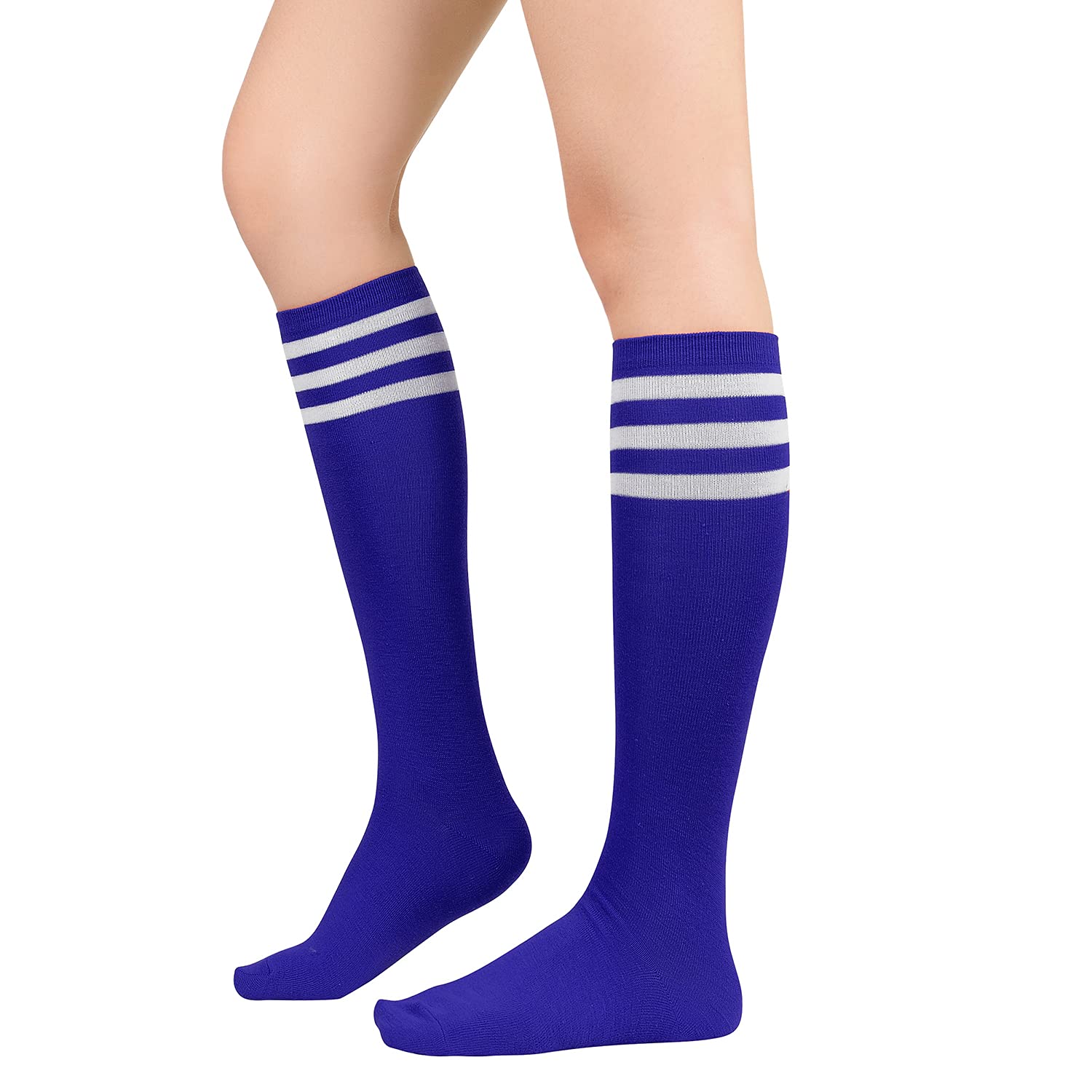 Zando Women's Knee High Athletic Socks - Long Striped Tube Socks for Running, Hiking & Sports - Breathable Comfort for Outdoor Activities & Casual Wear