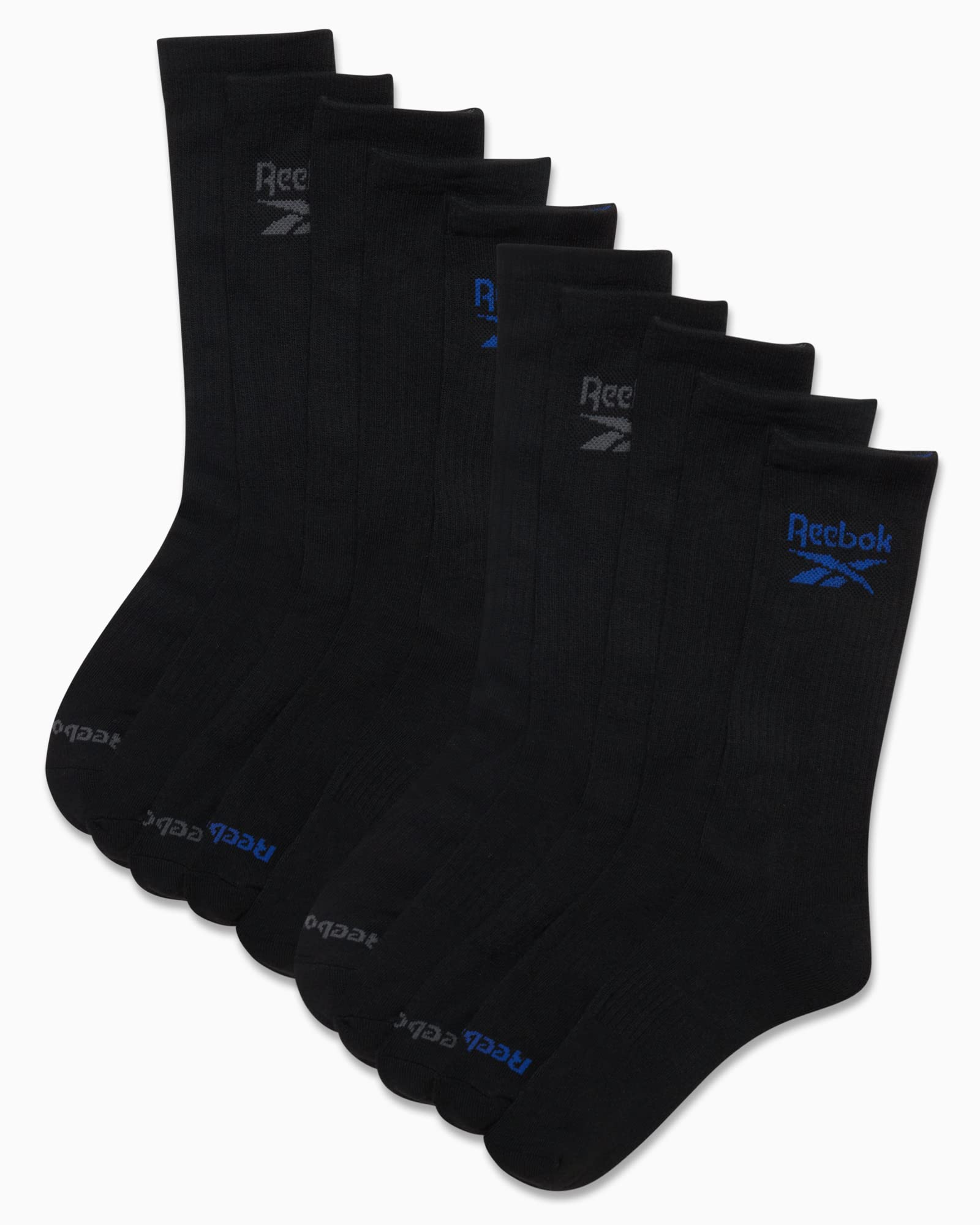 Reebok Men's Performance Cushioned Crew Socks 10-Pack - Arch Support Athletic Socks for Men (Sizes 6-12.5) - Breathable Workout & Running Socks for Gym, Sports & Everyday Wear