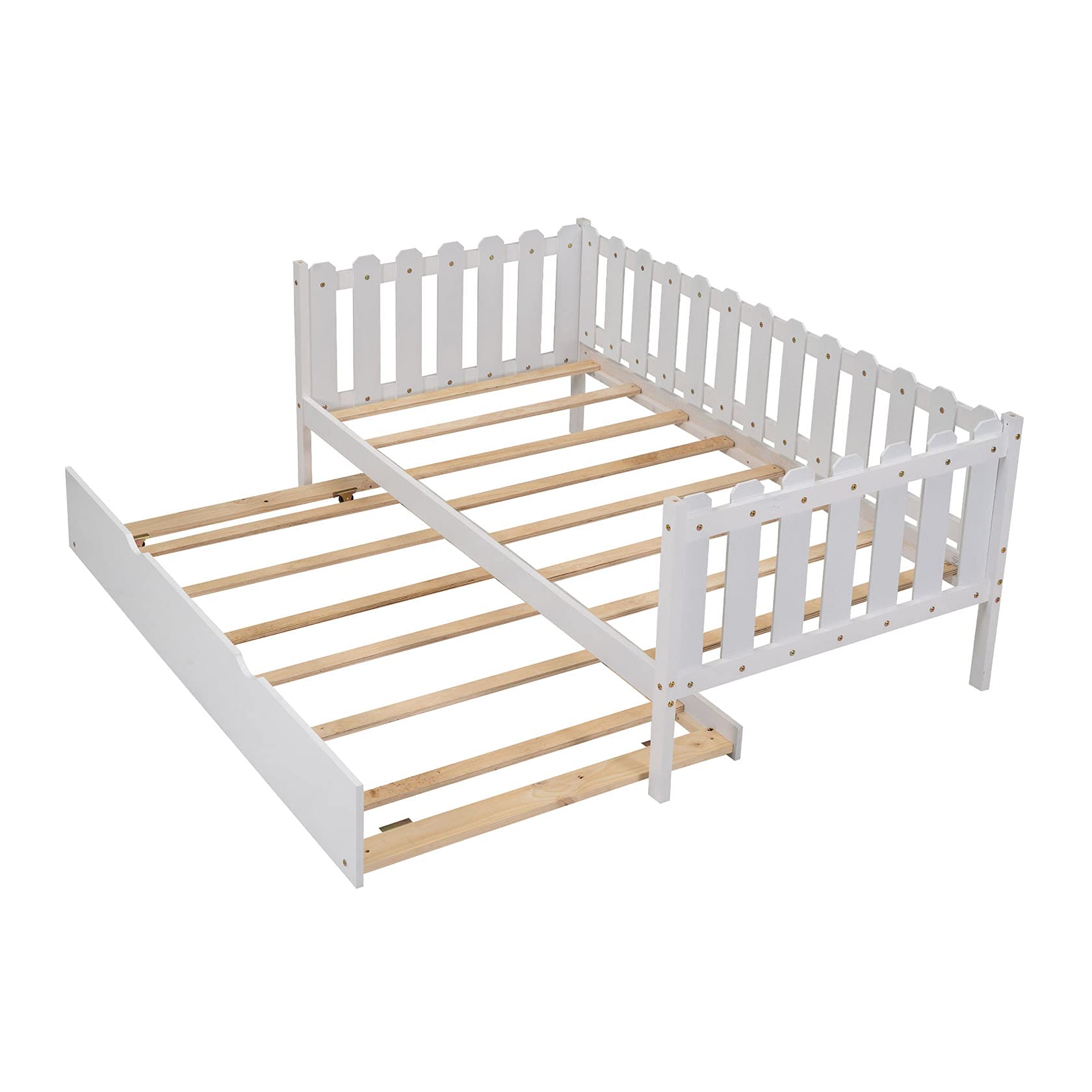 NYCSUOANI Rustic Twin Size Wood Daybed with Trundle - No Box Spring Required Platform Sofa Bed for Guest Room, Dorm & Small Spaces