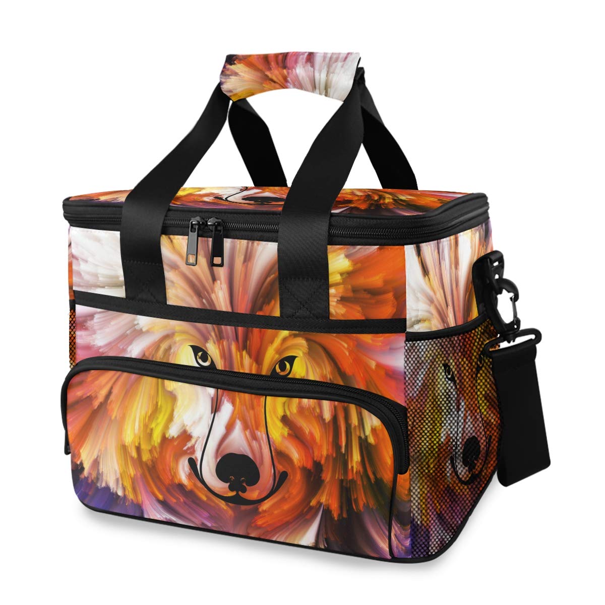 ALAZA Insulated Cooler Bag for Picnics, Beach, Camping & Outdoor Activities - Large Lunch Box for Men & Women - Dog Paint Series Design - Perfect for Work, Travel & Daily Use