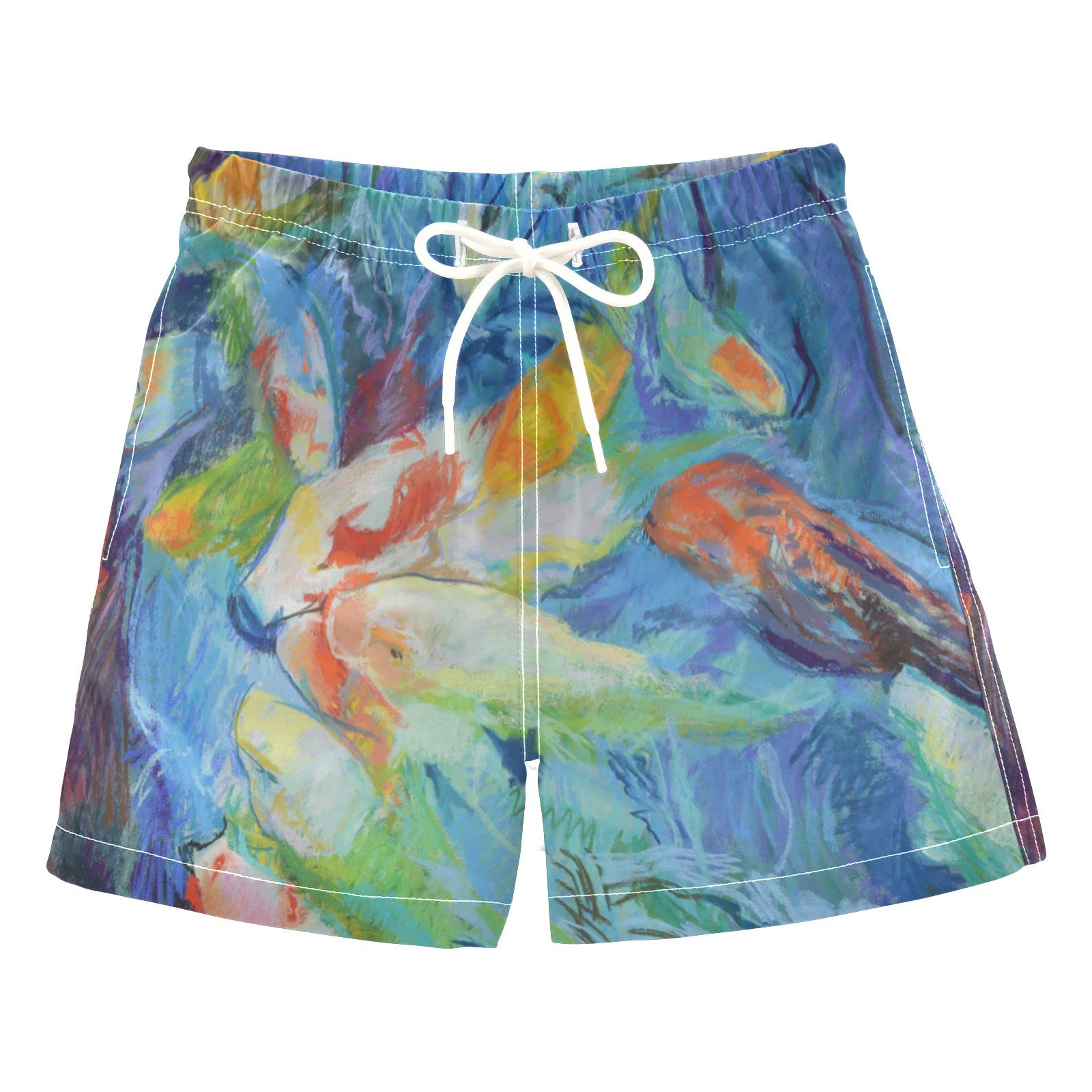 AMICHIC Boys Swim Trunks with Watercolor Fish Design - Quick Dry Board Shorts for Beach, Surf & Swimming - Perfect for Hawaii Vacation & Summer Water Activities