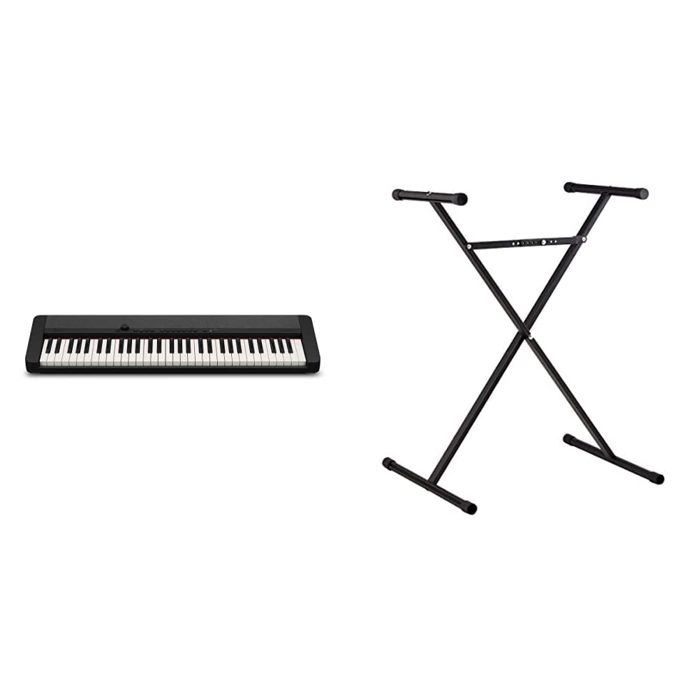 Casio CT-S1BK 61-Key Portable Electronic Keyboard with ARST Single-X Adjustable Stand - Black | Compact Digital Piano for Beginners, Home Practice & Live Performances