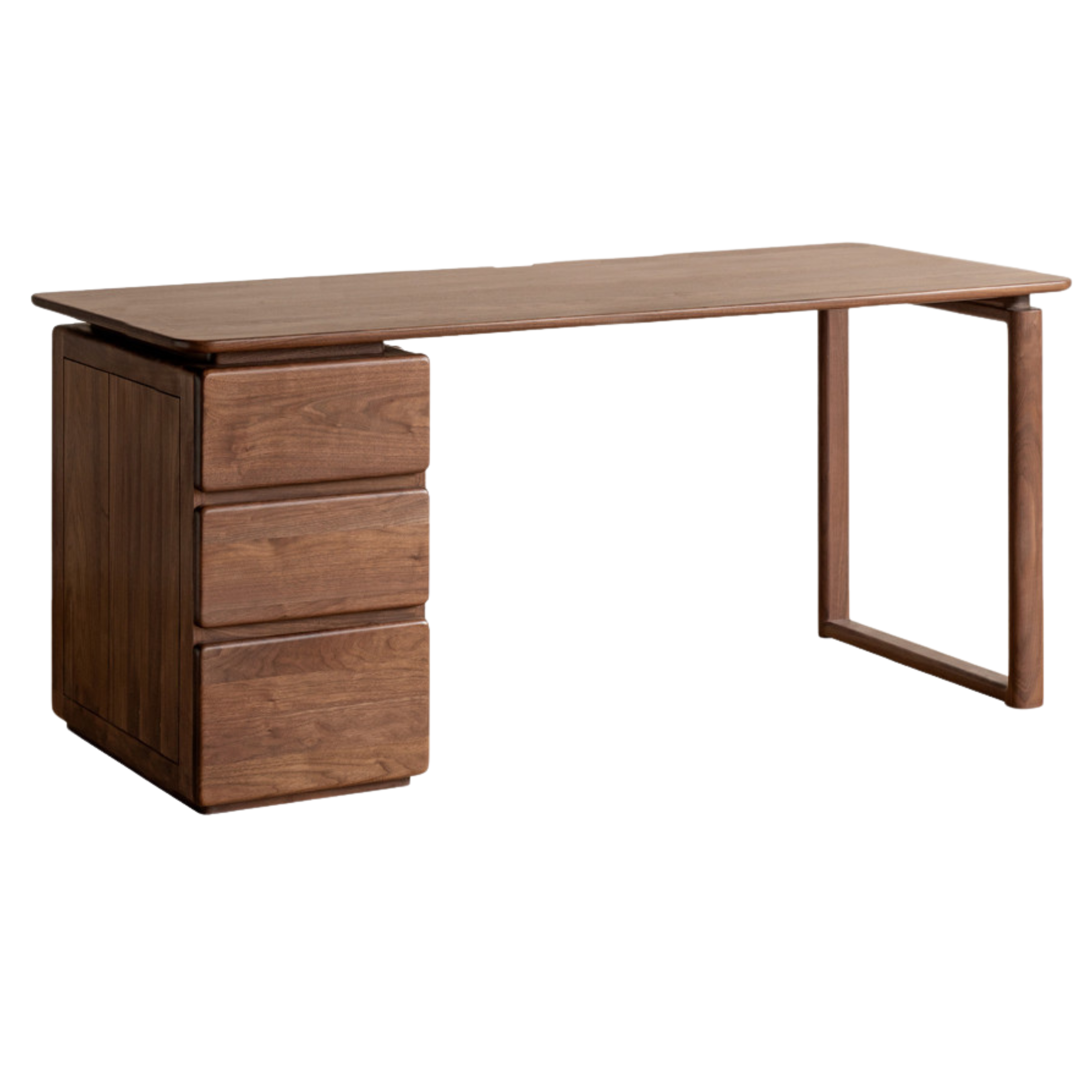 Premium Black Walnut Solid Wood Desk with Built-in Storage Cabinet - Modern Home Office Workstation for Professionals & Remote Workers