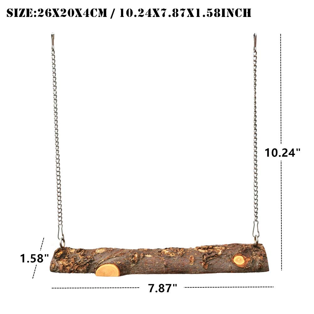Natural Wooden Bird Swing for Parrots - Safe & Fun Cage Toy for Parakeets, Cockatoos, Cockatiels, Conures, Lovebirds, Canaries & Small Macaws | Perfect for Playtime, Exercise & Mental Stimulation in Bird Cages