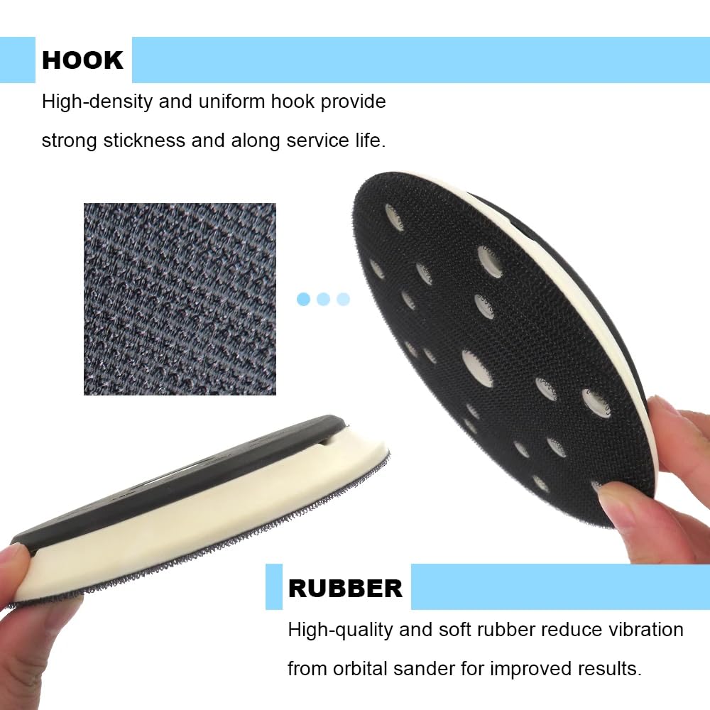 6 Inch 150mm Sanding Pad with M10 Thread Backing Plate - 17 Hole Hook & Loop Disc for Sandpaper, Polisher, Grinder & Drill - Perfect for Woodworking, Metal Polishing & DIY Projects