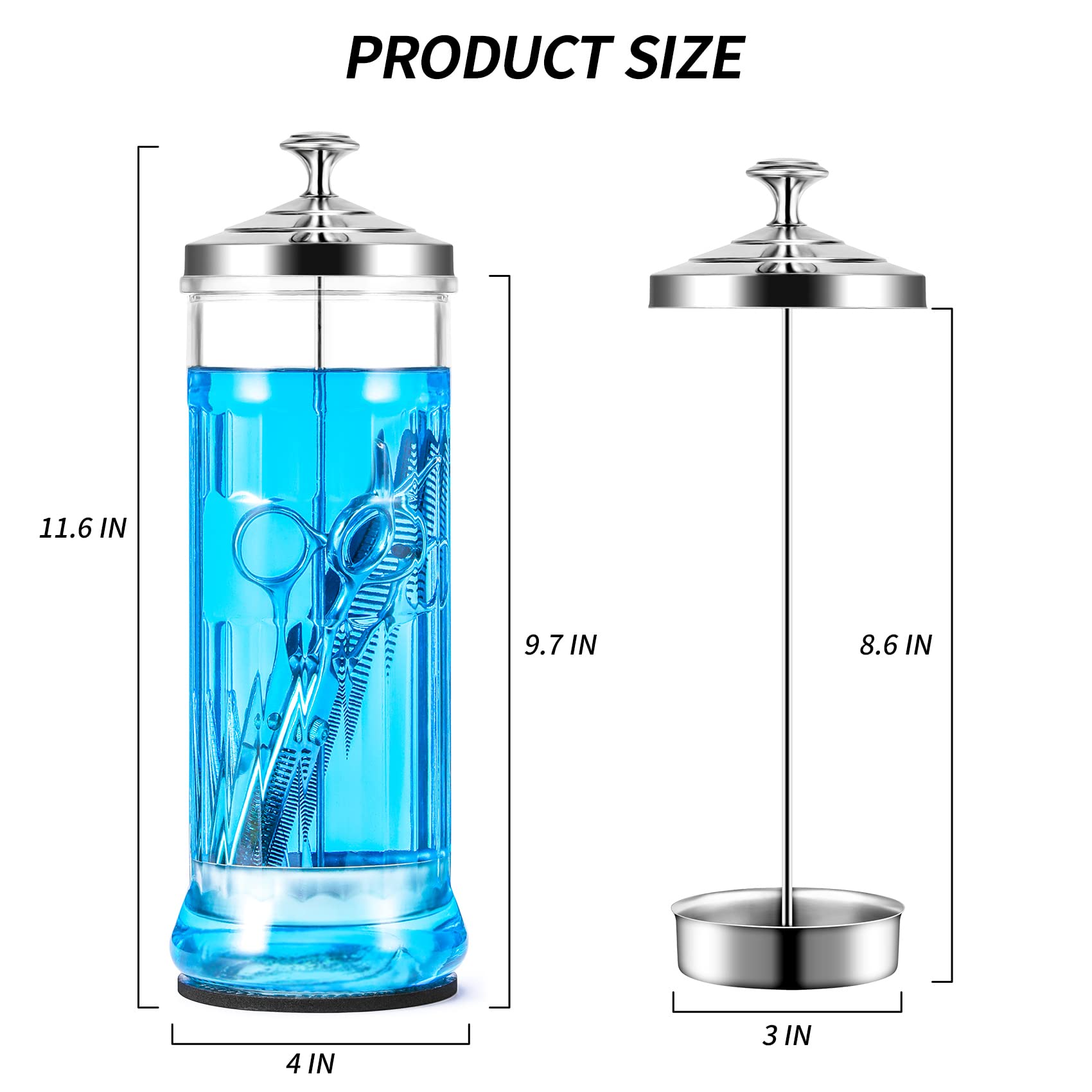 53oz Glass Sterilizing Jar with Basket - Salon & Beauty Tool Organizer for Nail & Hairdressing Tools
