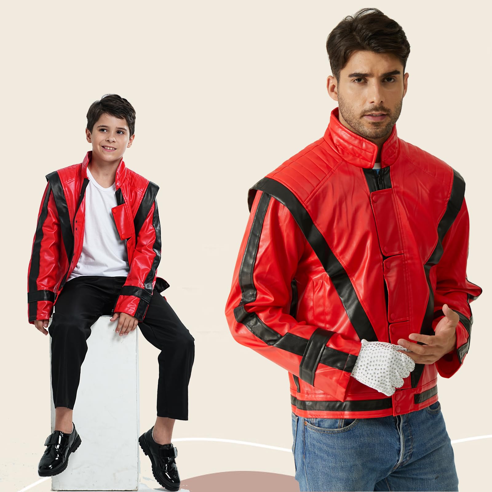Stylish Red and Black PU Leather Jacket for Cosplay & Fashion | Halloween Costume, Anime Conventions & Everyday Wear