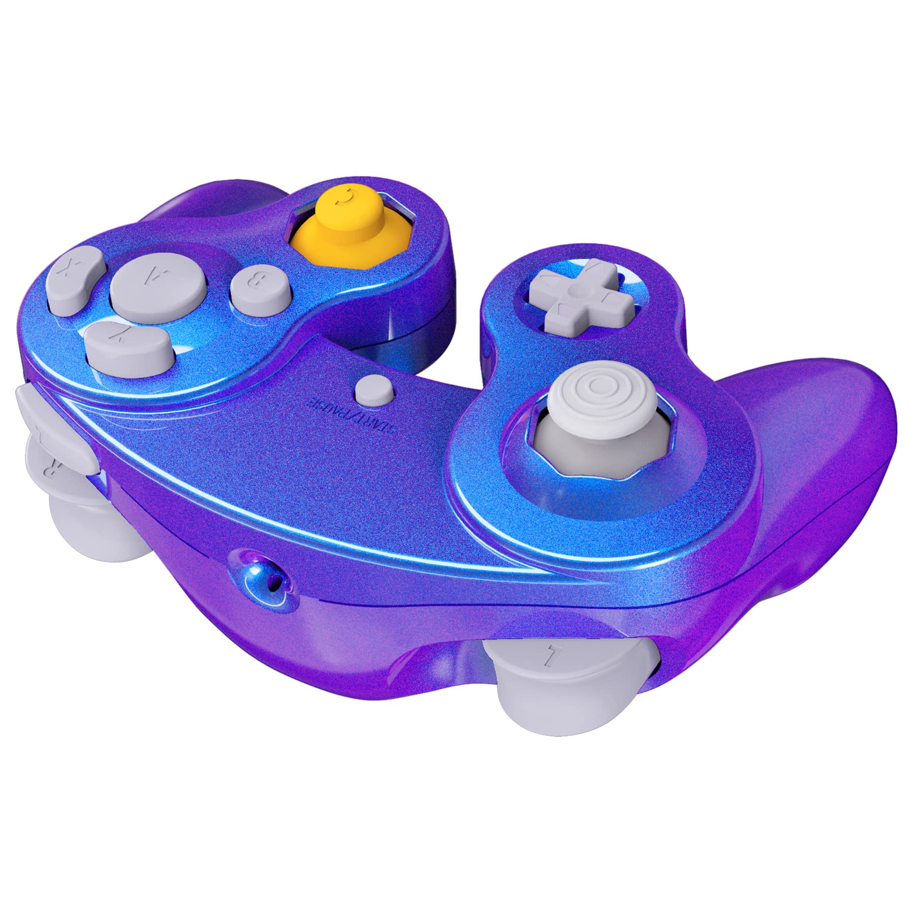 eXtremeRate Chameleon Purple Blue Glossy Replacement Faceplate & Backplate Shell Cover with Buttons for Nintendo GameCube Controller - Perfect for Gaming, Collecting & Customization (Controller Not Included)