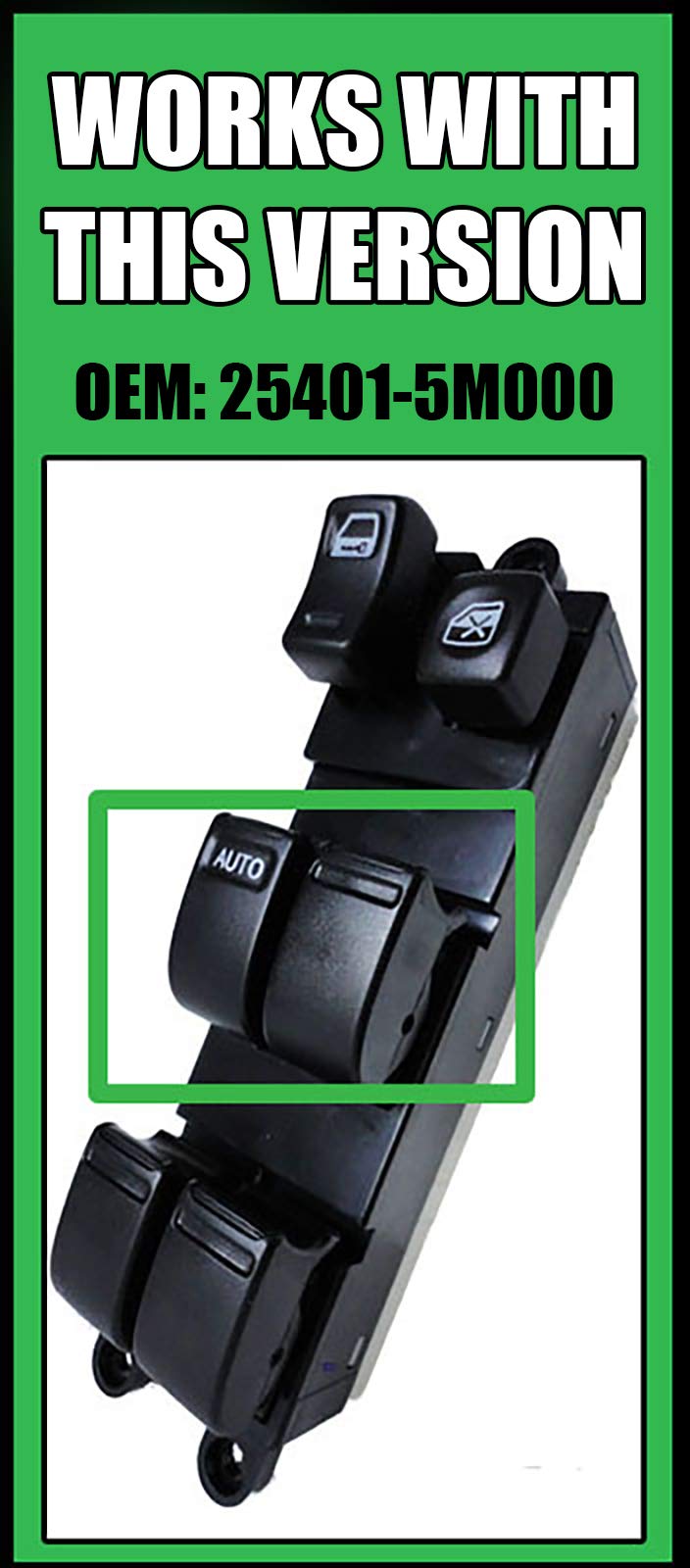 SWITCHDOCTOR Window Master Switch for 2000-2006 Nissan Sentra - Push Button Automatic Power Window Control (Driver Side Only), Black - Perfect for Car Window Repair & Replacement