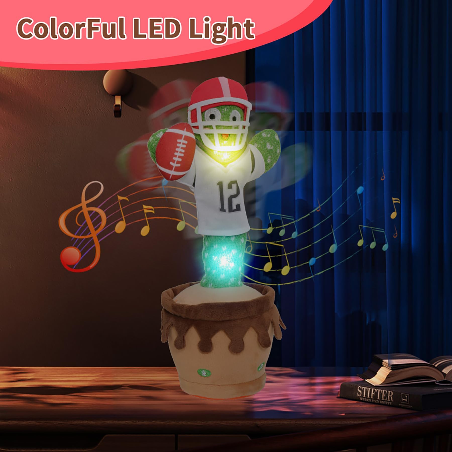 Dancing Football Cactus Toy - Singing, Talking & Recording Electronic Baby Toy with 60 English Songs | Fun Interactive Gift for Kids Birthday & Party Entertainment