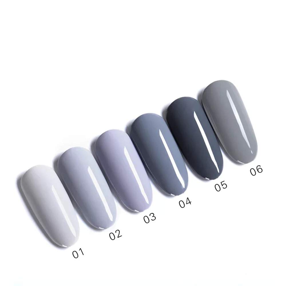 Vishine 6-Piece Gray Gel Nail Polish Set - Soak Off UV Gel Nail Lacquer Kit for Manicure & Nail Art | Perfect Starter Gift Set (8ml Each) | Salon Quality & DIY Home Nail Care
