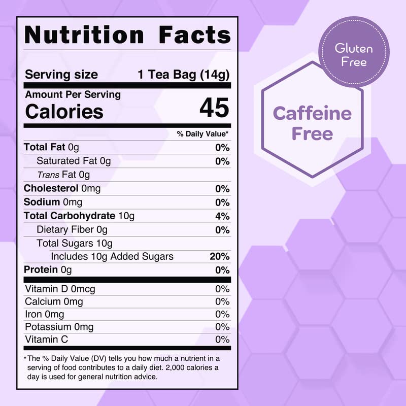 Organic Lavender Lemonade Tea Bags - Caffeine-Free Herbal Tea for Sleep & Stress Relief - 24 Count - Perfect for Relaxation & Nighttime
