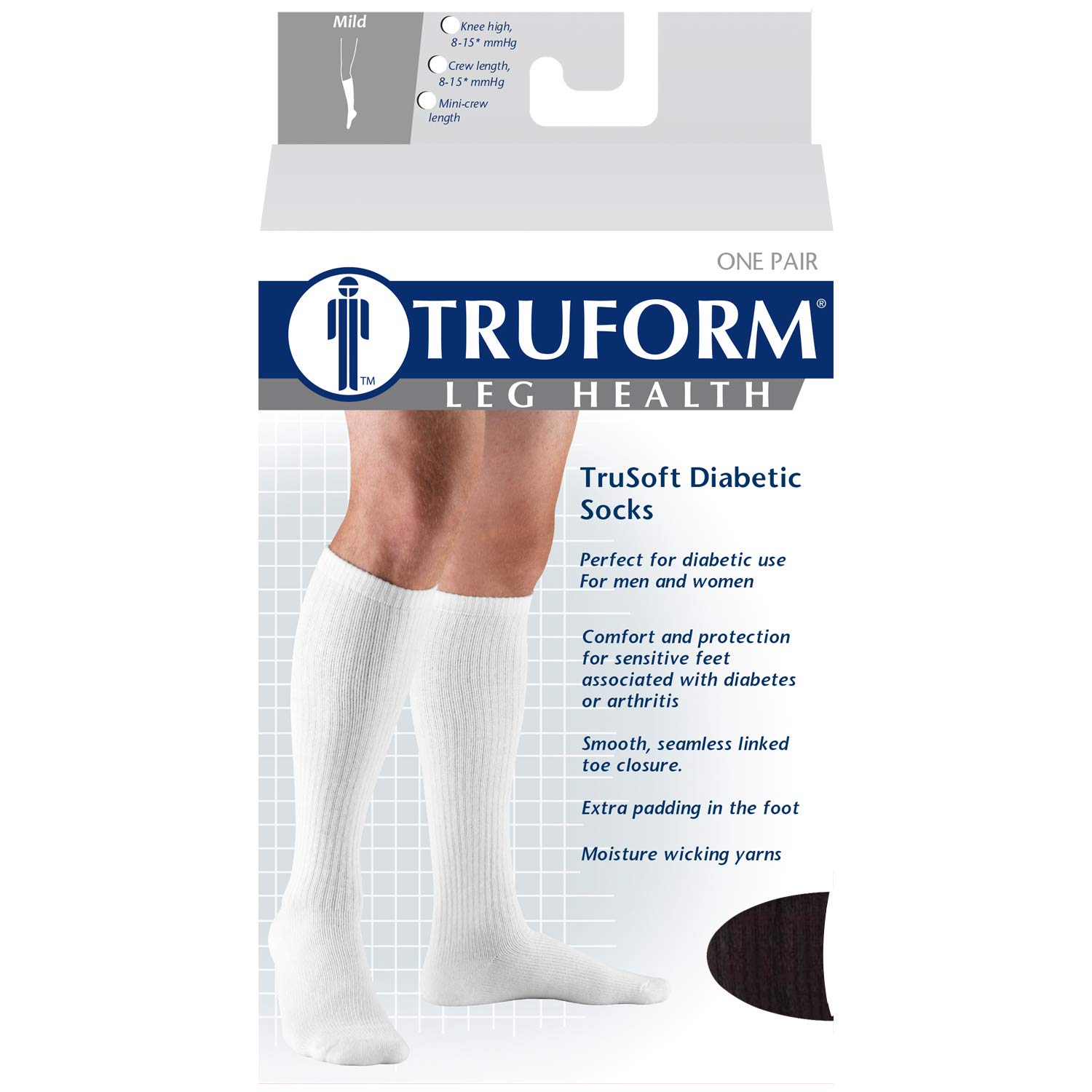 Truform Medical Compression Socks for Men & Women - 8-15 mmHg Graduated Support, Mid-Calf Crew Length (Black, Medium) - Ideal for Circulation, Travel, Running & Recovery