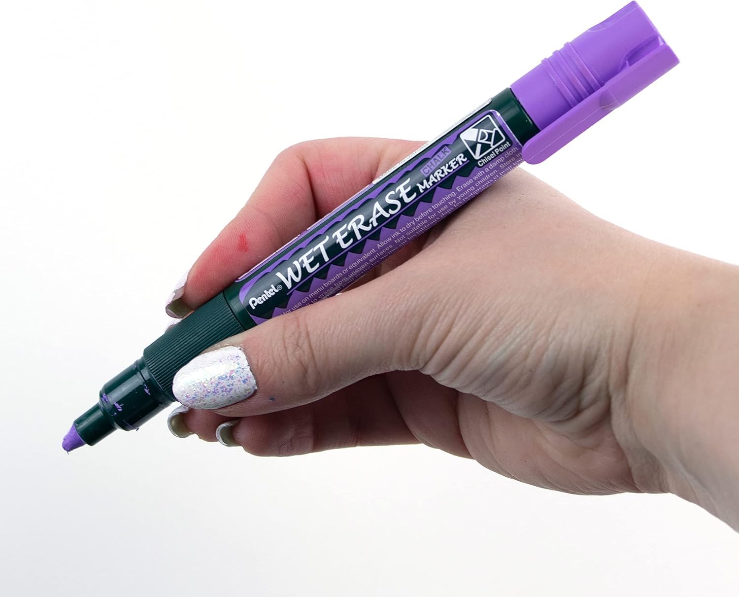 Pentel Wet Erase Chalk Markers - 12 Pack Violet Medium Tip Markers for Whiteboards, Glass, Windows & Non-Porous Surfaces - Ideal for Teachers, Restaurants & Retail Signage