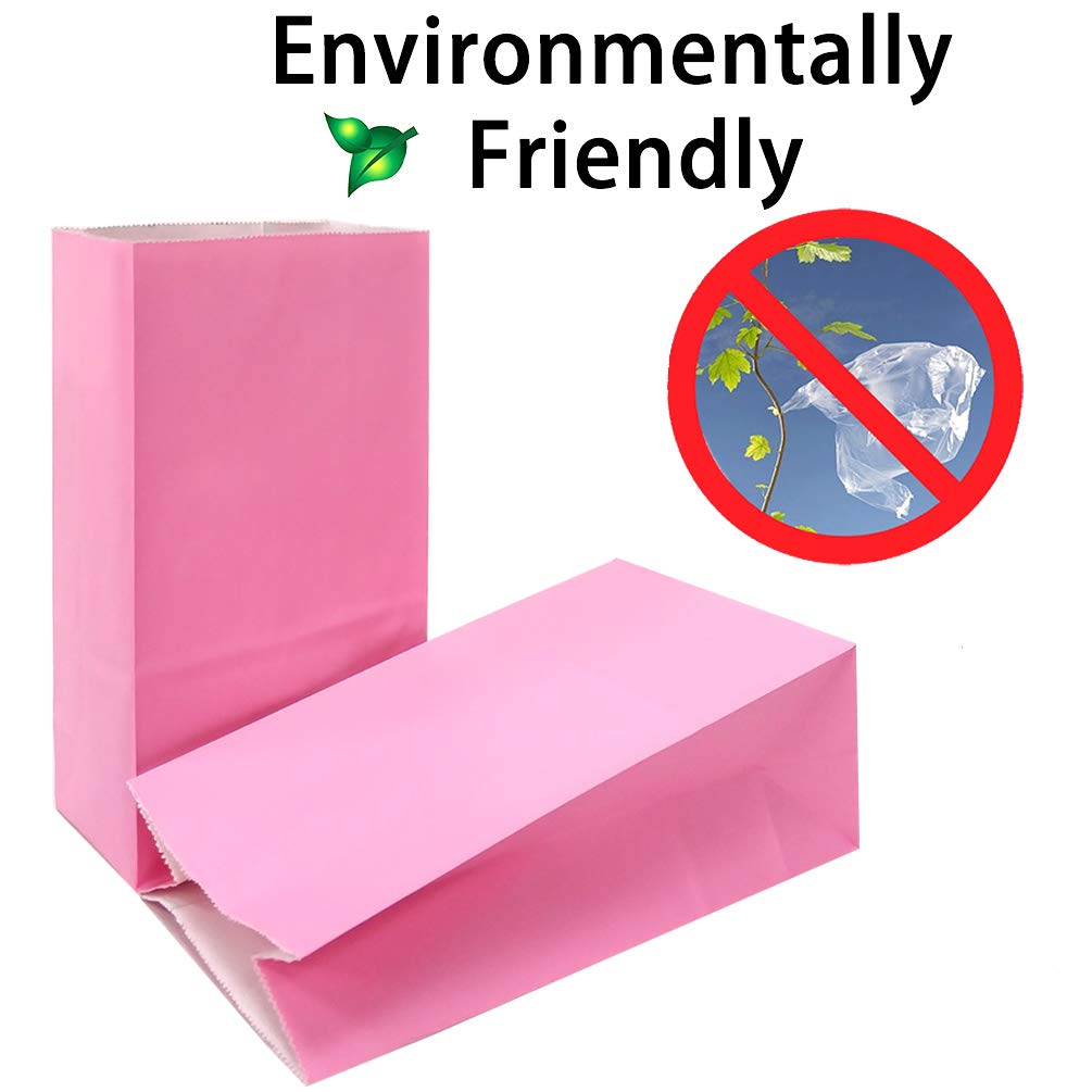 Mini Pink Paper Bags - 24 Pack Small Party Favor Bags, 3.5