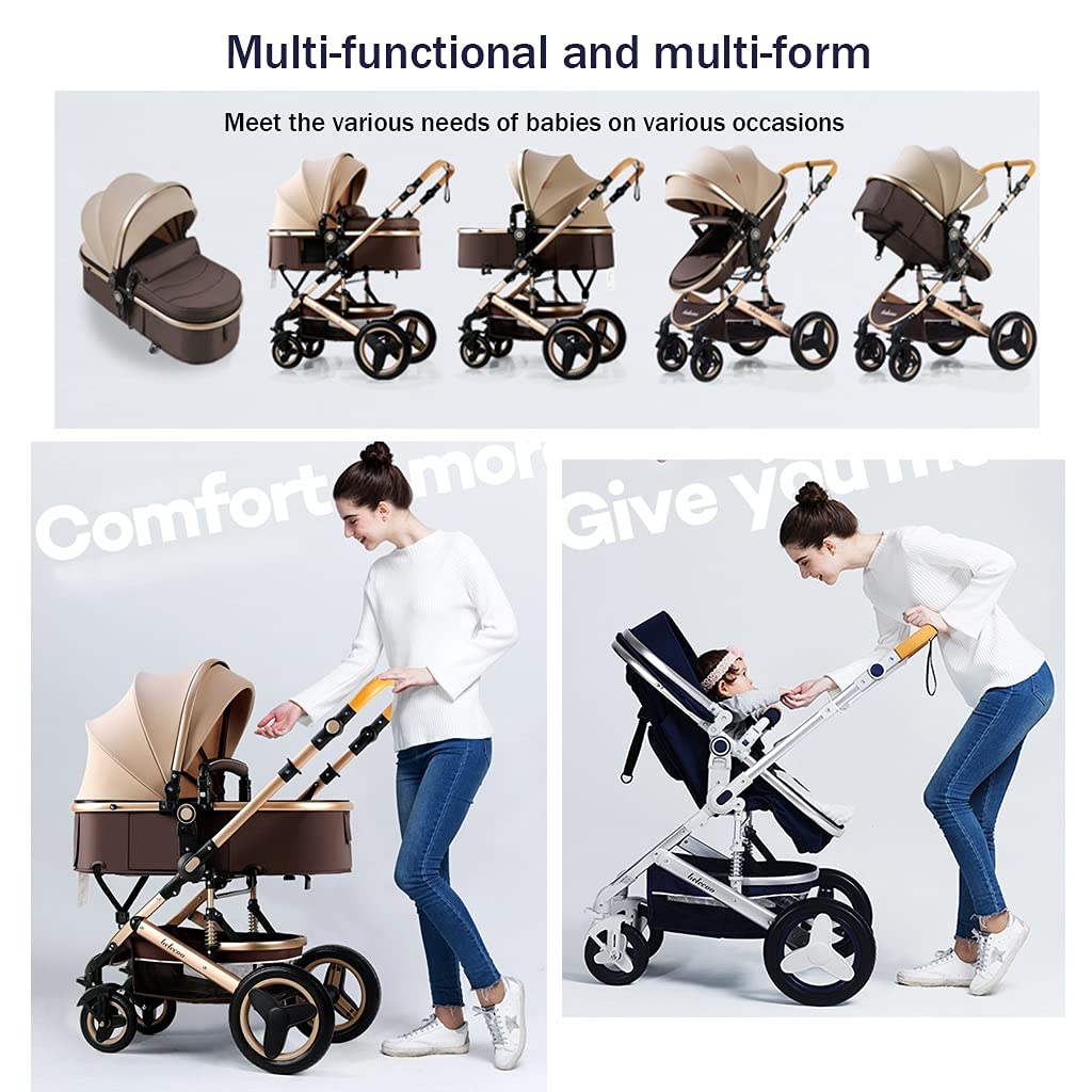 Foldable Baby Stroller with Footmuff - Lightweight Travel System for Toddlers & Infants, Adjustable Canopy & Shock-Absorbing Wheels, Brown - Perfect for Shopping, Travel & Daily Walks