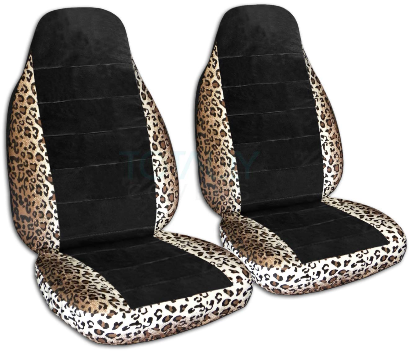 Tan Leopard Print Universal Car Seat Covers - Semi-Custom Fit for Cars, Trucks, Vans, RVs & SUVs - Animal Print Design with Full Coverage Protection (30 Patterns) - Perfect for Pet Owners, Outdoor Adventures & Daily Commutes