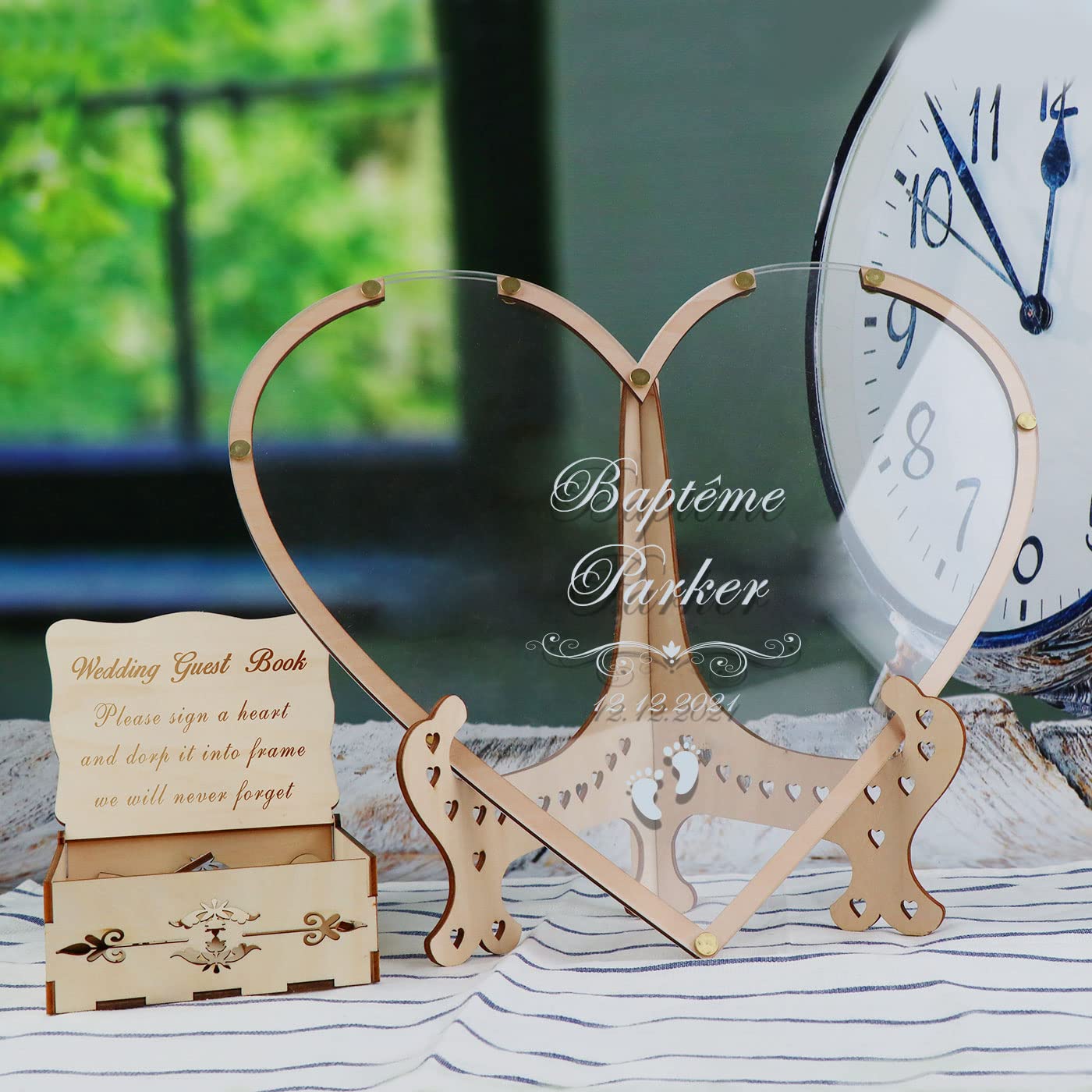 Personalized Heart Drop Guest Book Alternative with Box & Small Hearts - Rustic Wedding Decor, Anniversary & Baby Shower Keepsake - Perfect for Wedding Guest Signing, Anniversary Celebrations & Baby Shower Memories (Style10, Heart)