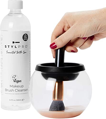 STYLPRO Makeup Brush Cleanser - 2 Pack (500ml Each) | Deep Cleaning Liquid for Oily Makeup Brushes | Works with Award-Winning Brush Cleaner & Dryer Machine | Perfect for Home Salon & Professional Makeup Artists