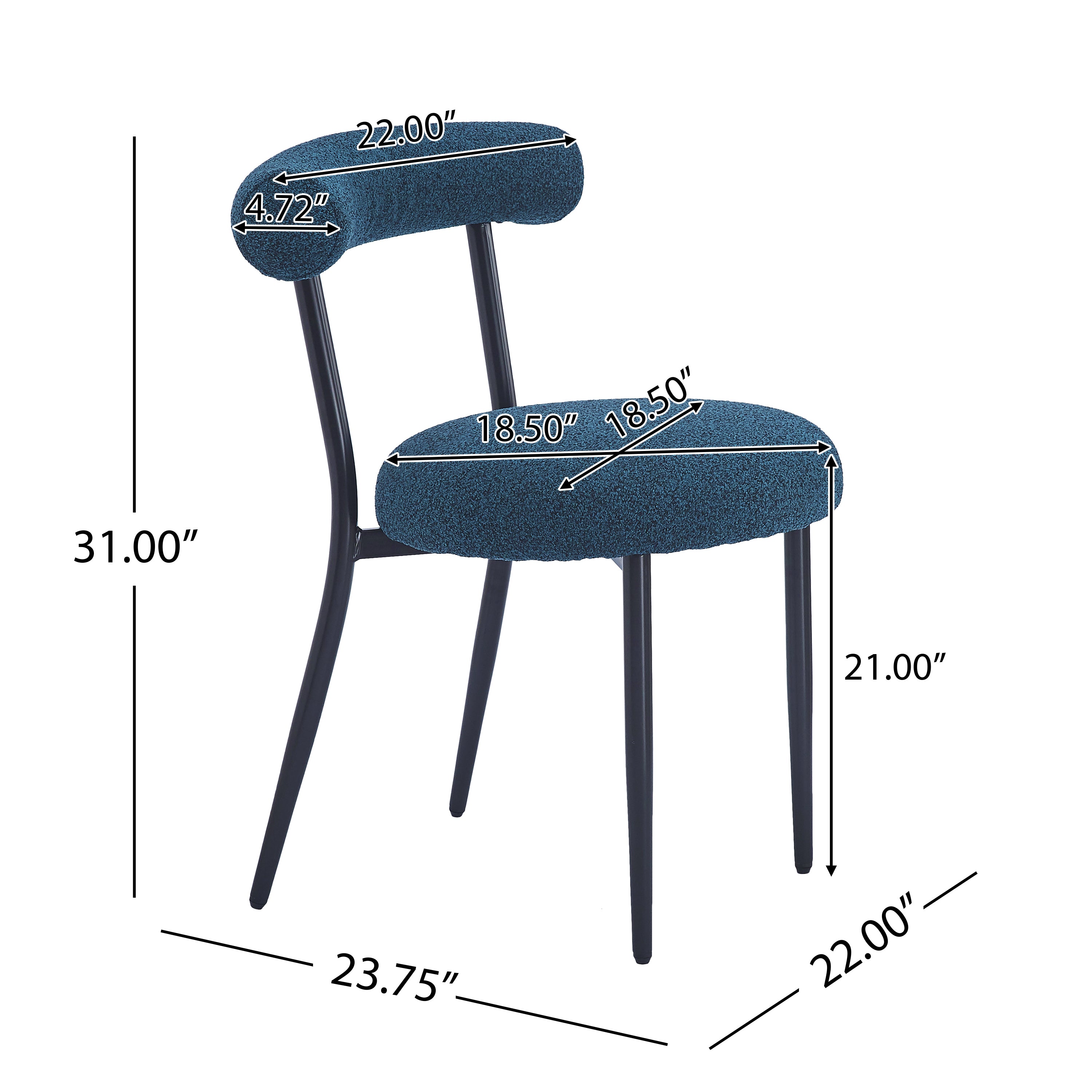 Modern Dining Chairs Set of 2 - Sturdy Wooden Kitchen Chairs with Padded Seats - Comfortable Home Dining Room Furniture for Family Meals & Entertaining Guests