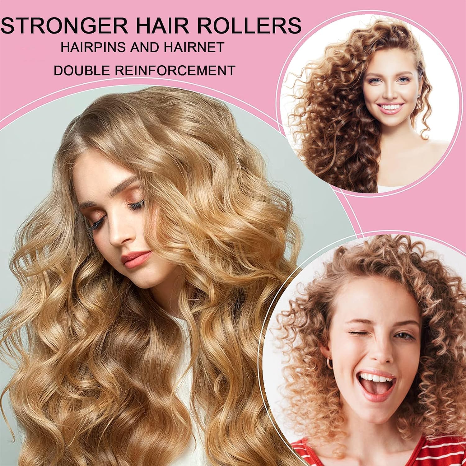 6-Piece Self-Grip Hair Rollers Set for Heatless Curls - 2 Large, 2 Medium, 2 Small Sizes with 6 Clips | Perfect for Overnight Styling, Beach Waves & Salon-Quality Results at Home