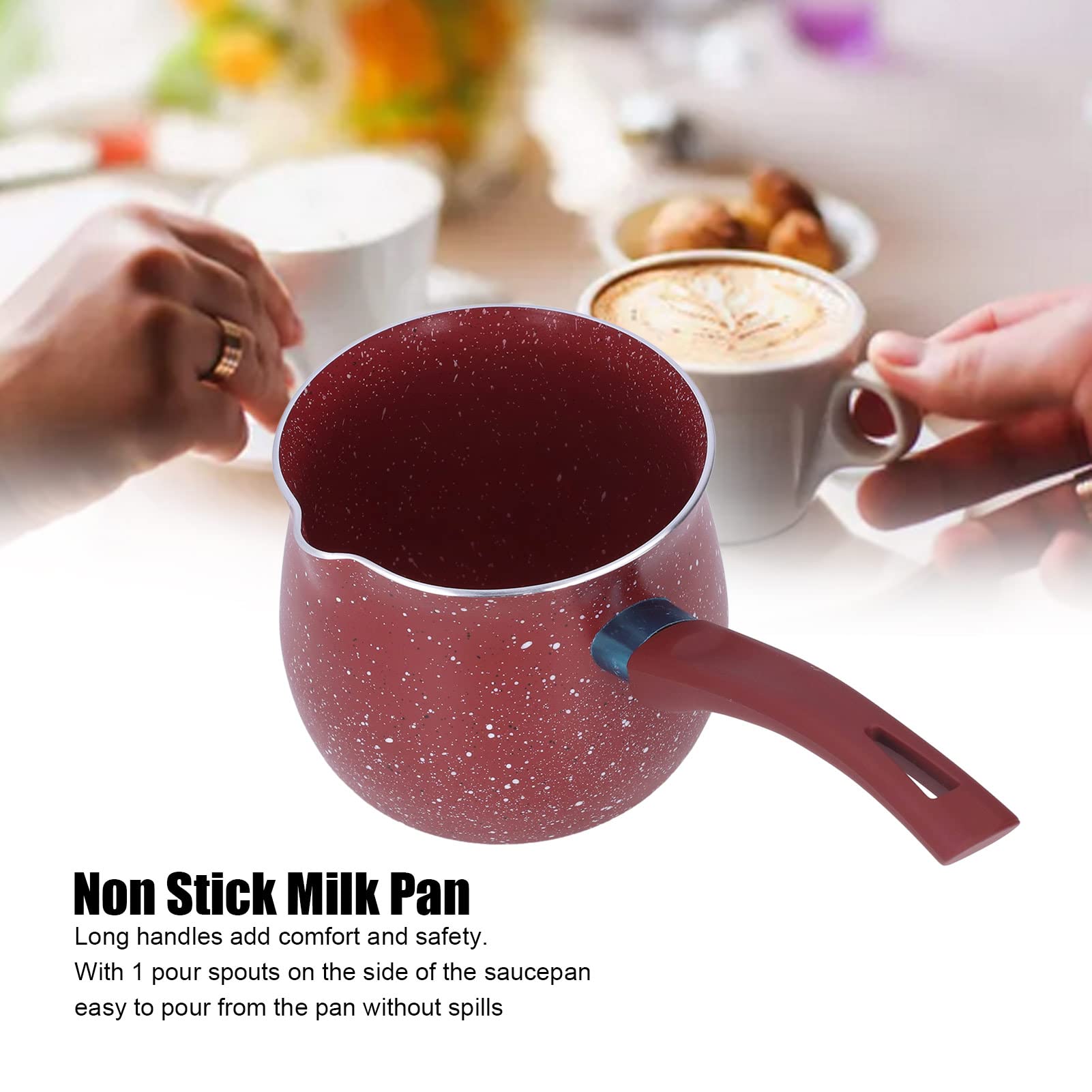 Non-Stick Butter Warmer Pan - Mini Milk Coffee Pot, Lightweight Aluminum Alloy Saucepan for Kitchen Cooking - Perfect for Melting Butter, Heating Milk & Making Coffee (Red)