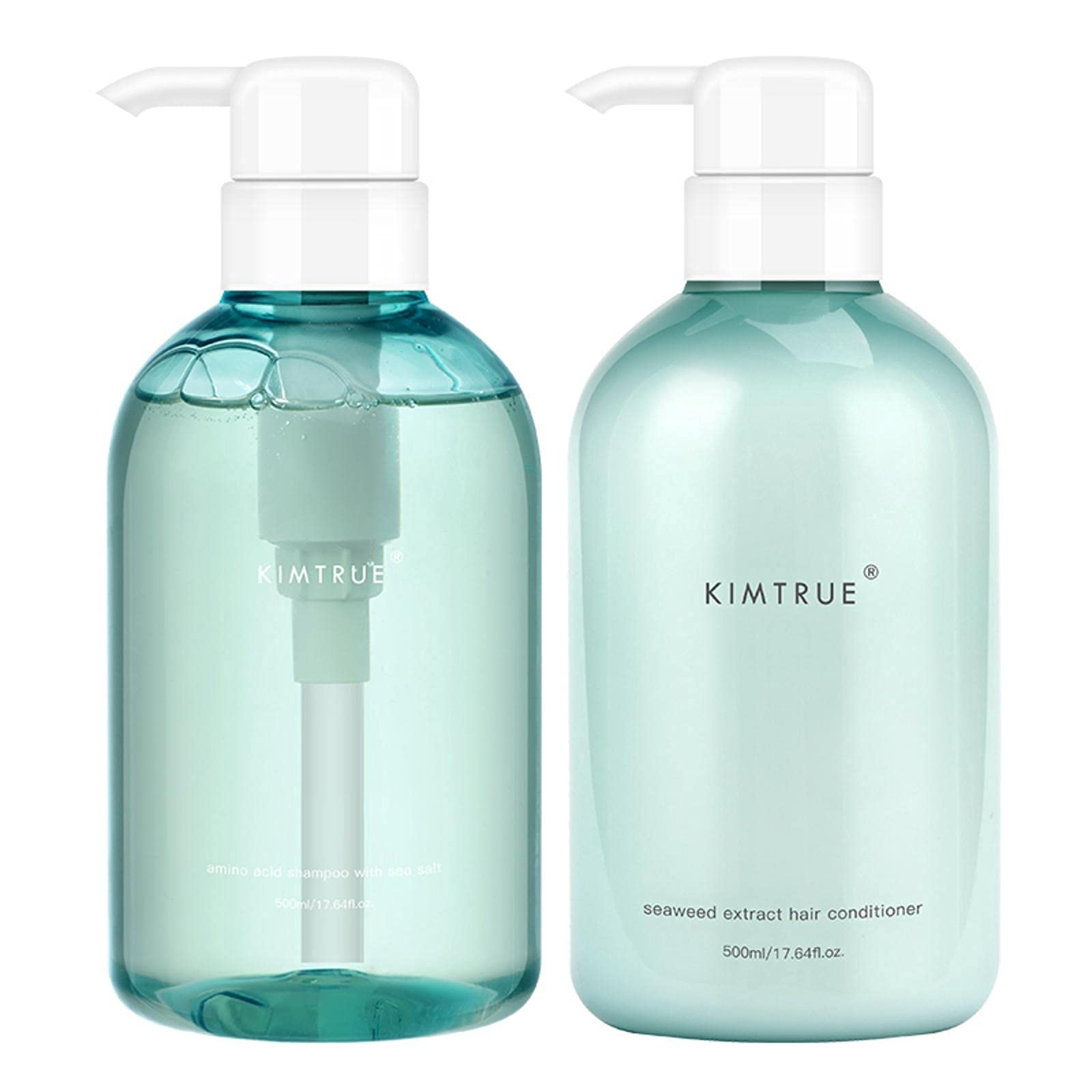 Kimtrue Amino Acid Shampoo with Sea Salt & Seaweed Extract - Sulfate-Free for Oily Hair & Itchy Scalp - Anti-Dandruff & Oil Control Hair Repair (16.9 Fl Oz, Pack of 2) | Gentle Daily Cleansing for Healthy Scalp & Shiny Hair