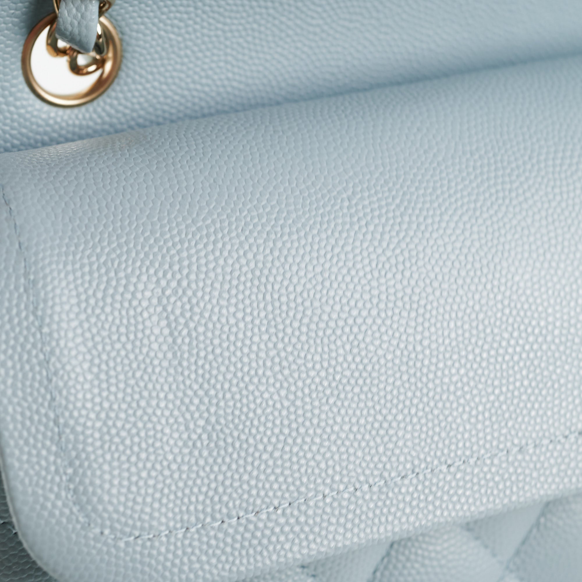 Chanel Classic Flap Medium/Large Light Blue Caviar Leather Shoulder Bag 22P Collection with Microchip - Luxury Designer Handbag for Women, Perfect for Parties, Weddings & Special Occasions