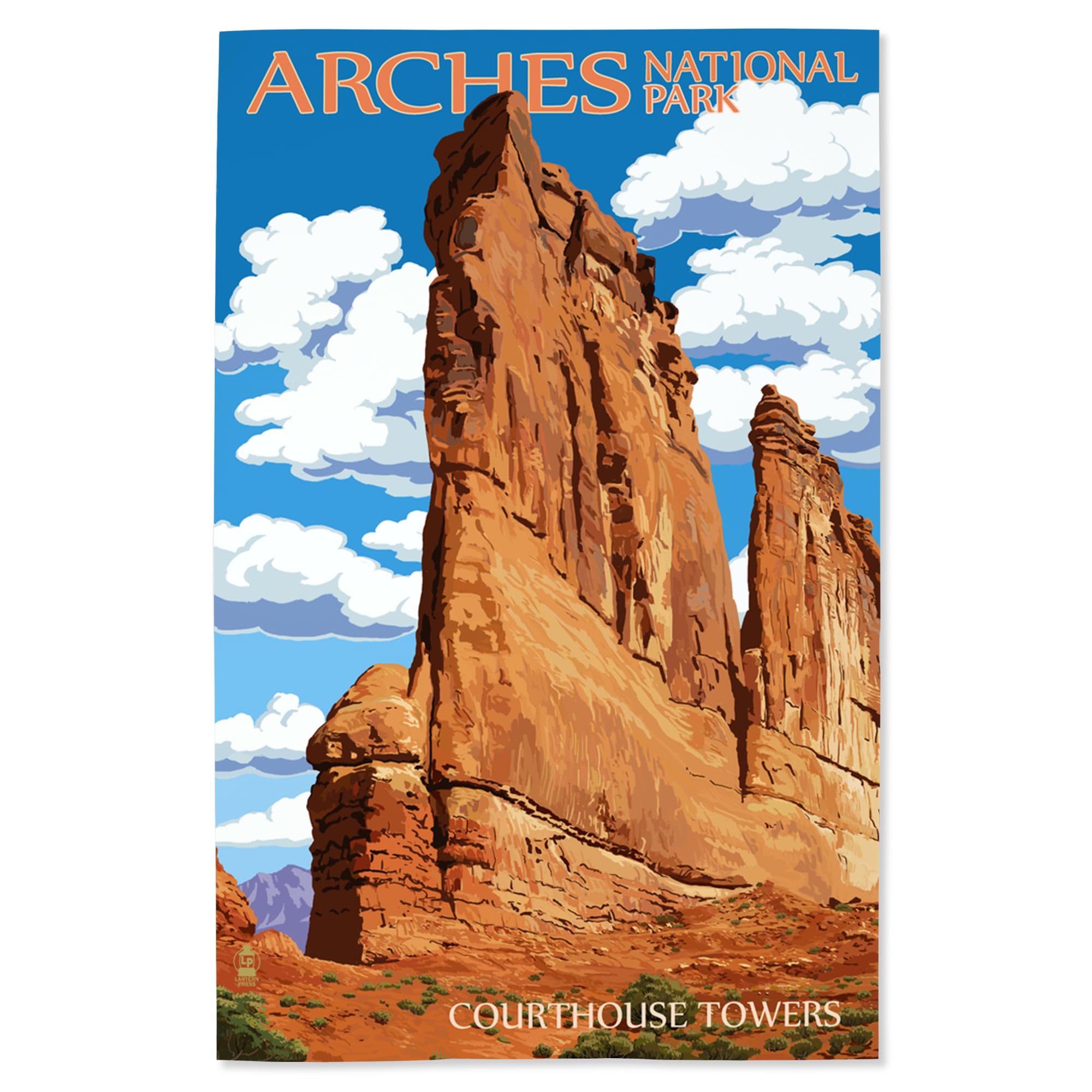Lantern Press 16x24 Inch Giclee Art Print - Arches National Park Courthouse Towers Landscape Wall Decor - Perfect for Living Room, Bedroom & Office