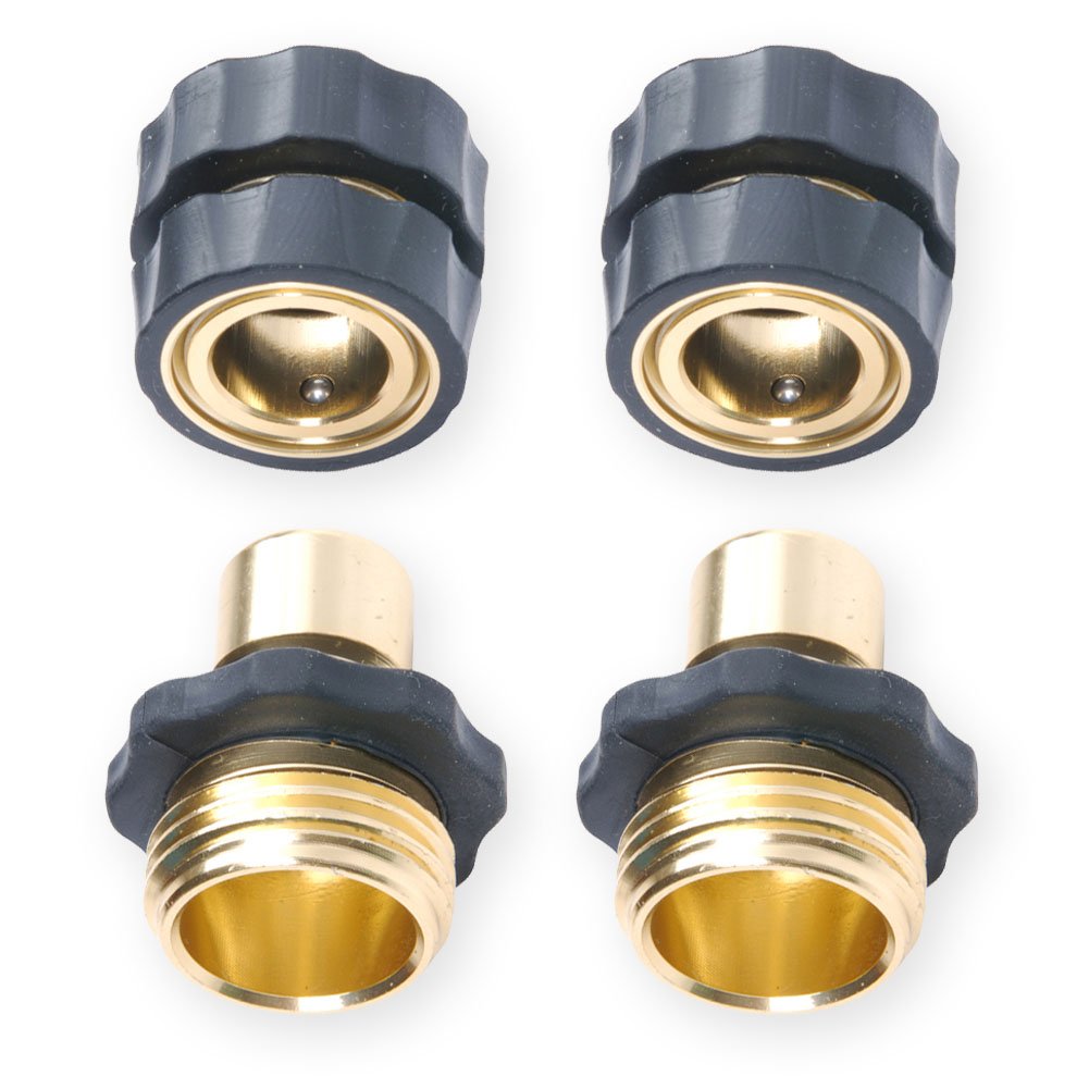 3/4 Inch Garden Hose Quick Connector Fittings - Heavy Duty Brass Quick Release Coupler Set (10 Pack) for RV Water Hose, Spray Nozzle, Outdoor Faucet - Perfect for Lawn Irrigation, Car Washing & Garden Watering